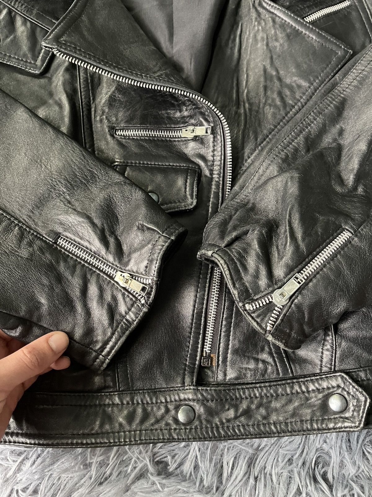 Vintage 90s vintage Avant Garde real leather biker jacket Size M / US 6-8 / IT 42-44 - 11 Thumbnail