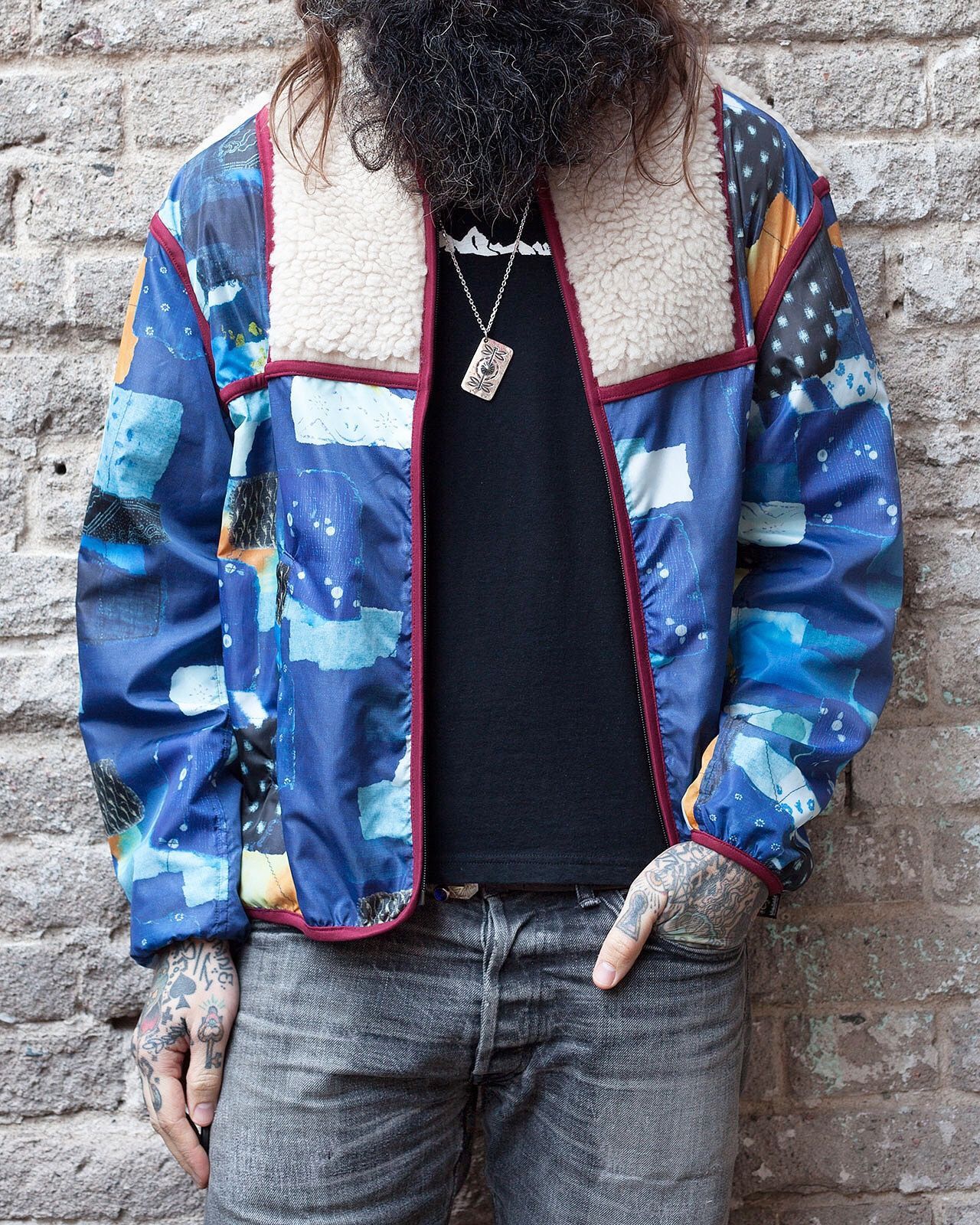 Kapital Kapital FW19 Boro Print x Boa Fleece Jacket. Size US L / EU 52-54 / 3 - 13 Thumbnail