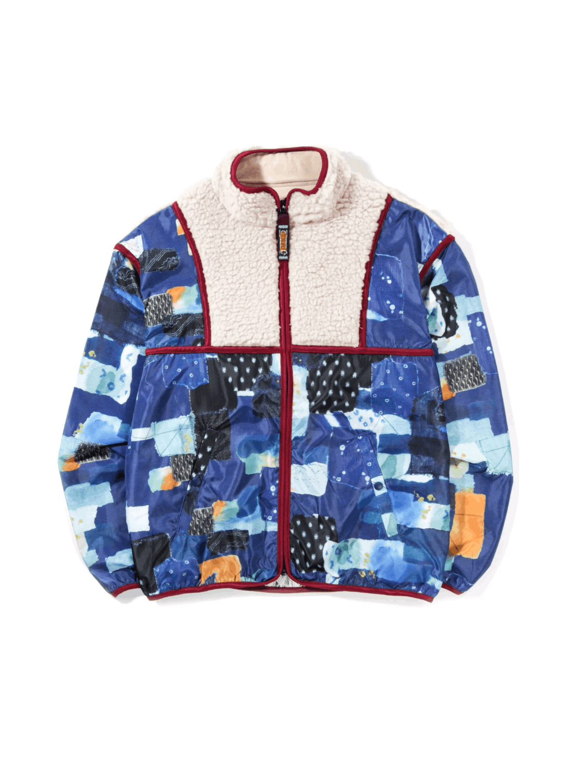 Pre-owned Kapital Fw19 Boro Print X Boa Fleece Jacket In Multicolor