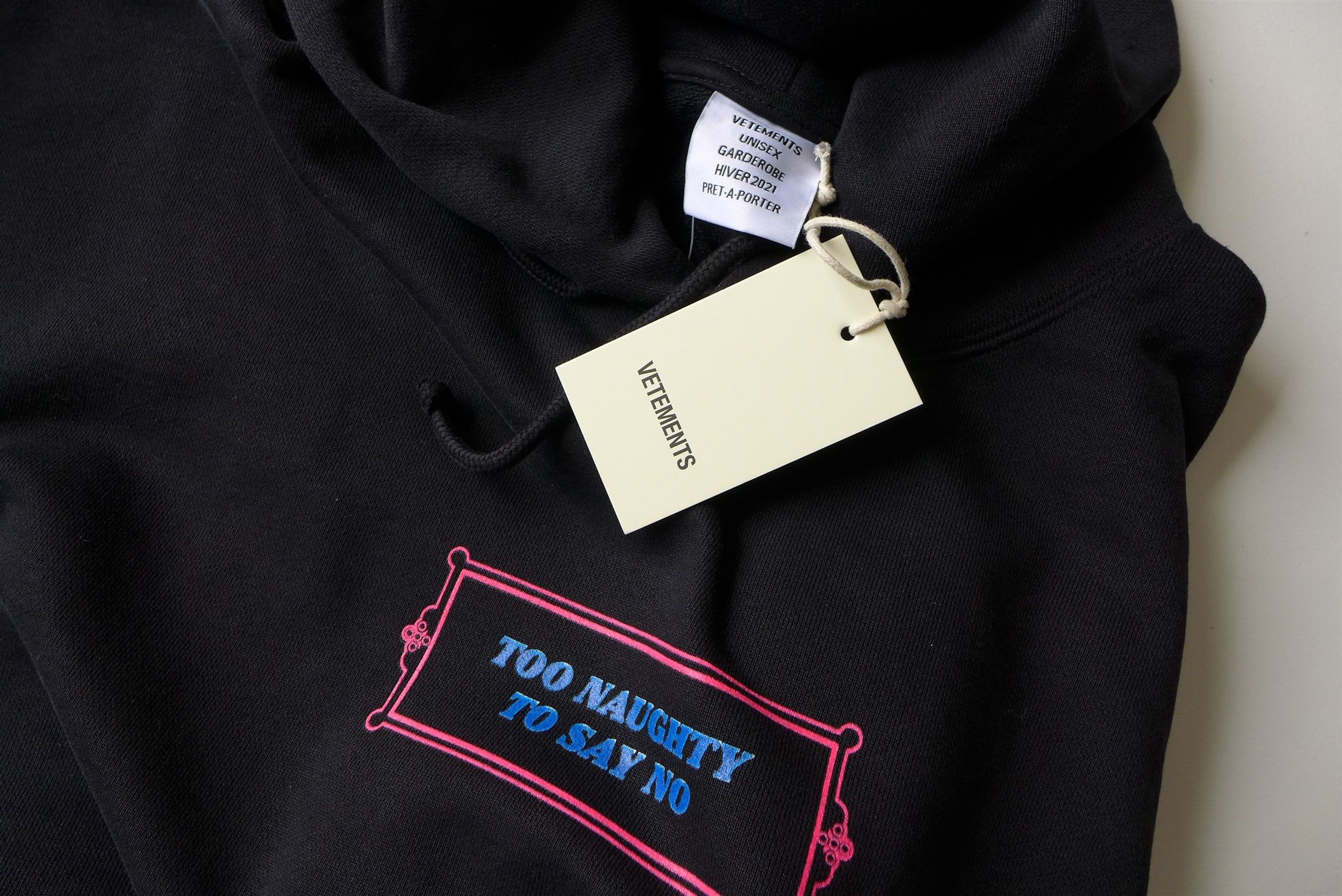 Vetements Vetements 'Too Naughty To Say No' Black Hoodie Size US S / EU 44-46 / 1 - 8 Thumbnail
