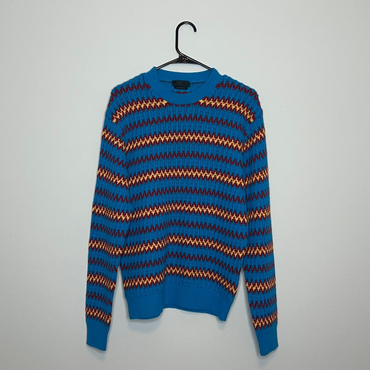Pre-owned Prada Zigzag Knit In Red/yellow/blue