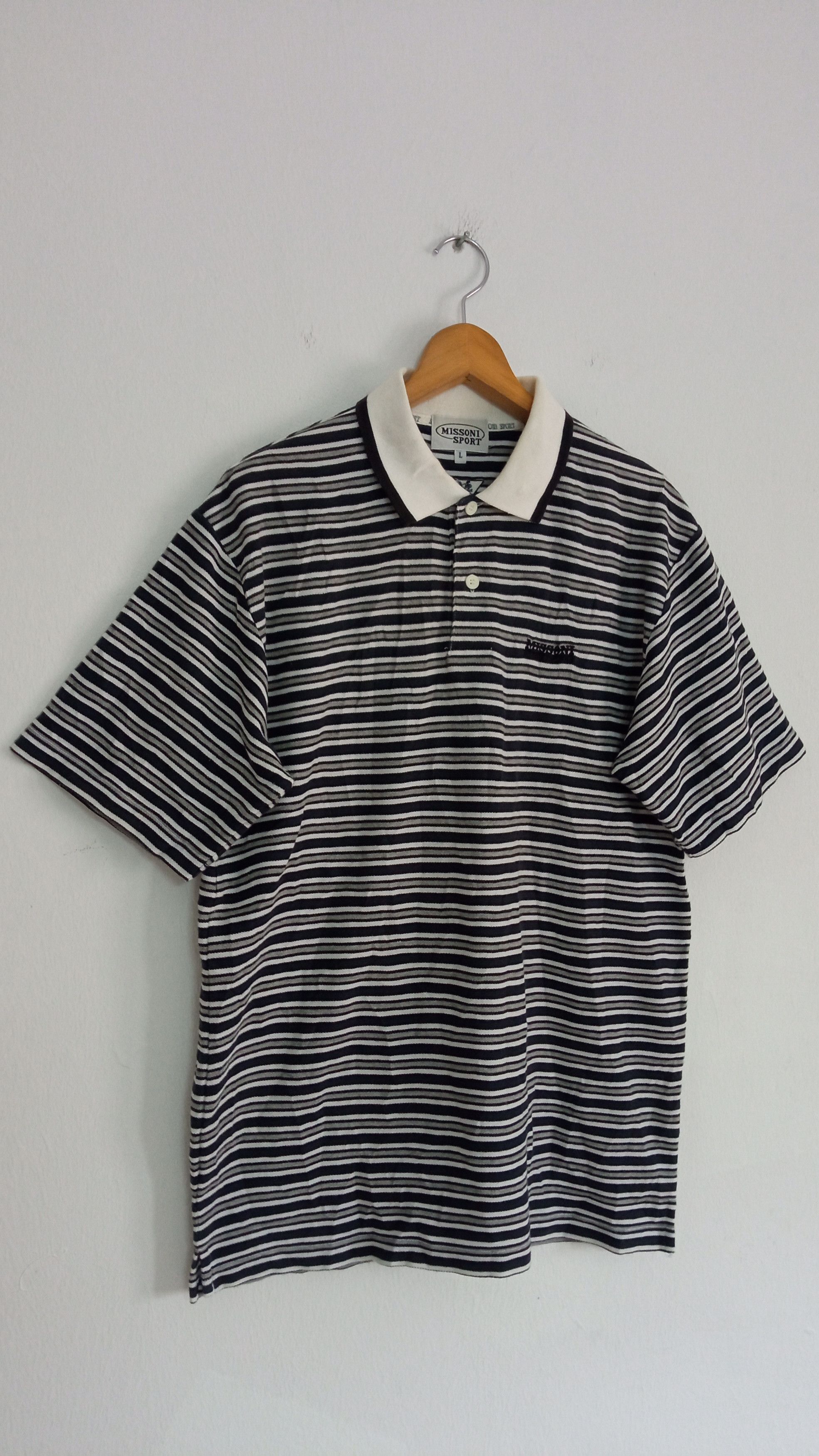 Designer × Missoni × Vintage 🔥🔥Vintage Missoni Sport Border Striped Polo T-Shirt Size US L / EU 52-54 / 3 - 2 Thumbnail