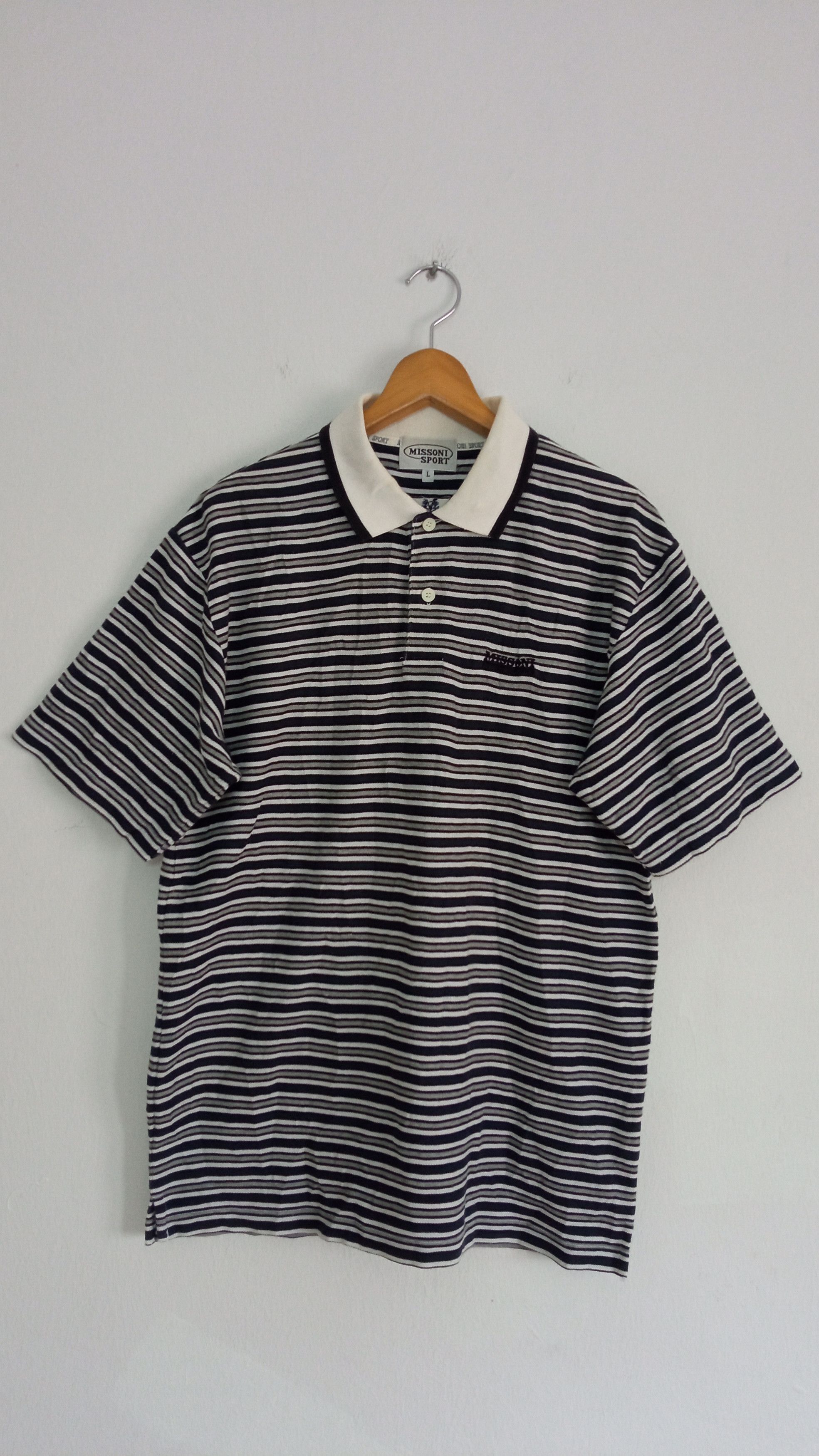 Designer × Missoni × Vintage 🔥🔥Vintage Missoni Sport Border Striped Polo T-Shirt Size US L / EU 52-54 / 3 - 1 Thumbnail