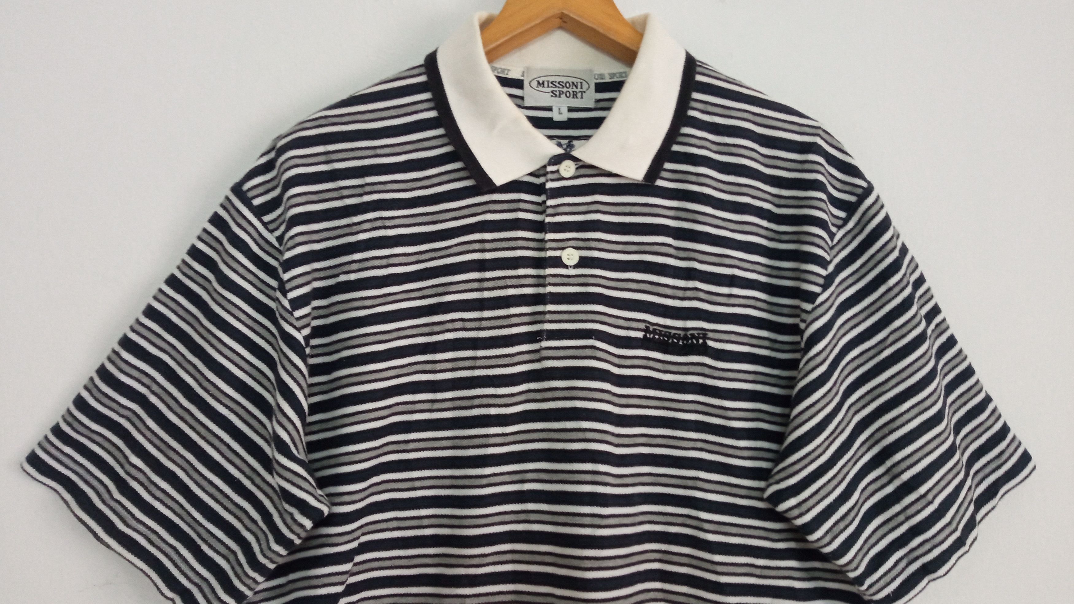 Designer × Missoni × Vintage 🔥🔥Vintage Missoni Sport Border Striped Polo T-Shirt Size US L / EU 52-54 / 3 - 10 Thumbnail