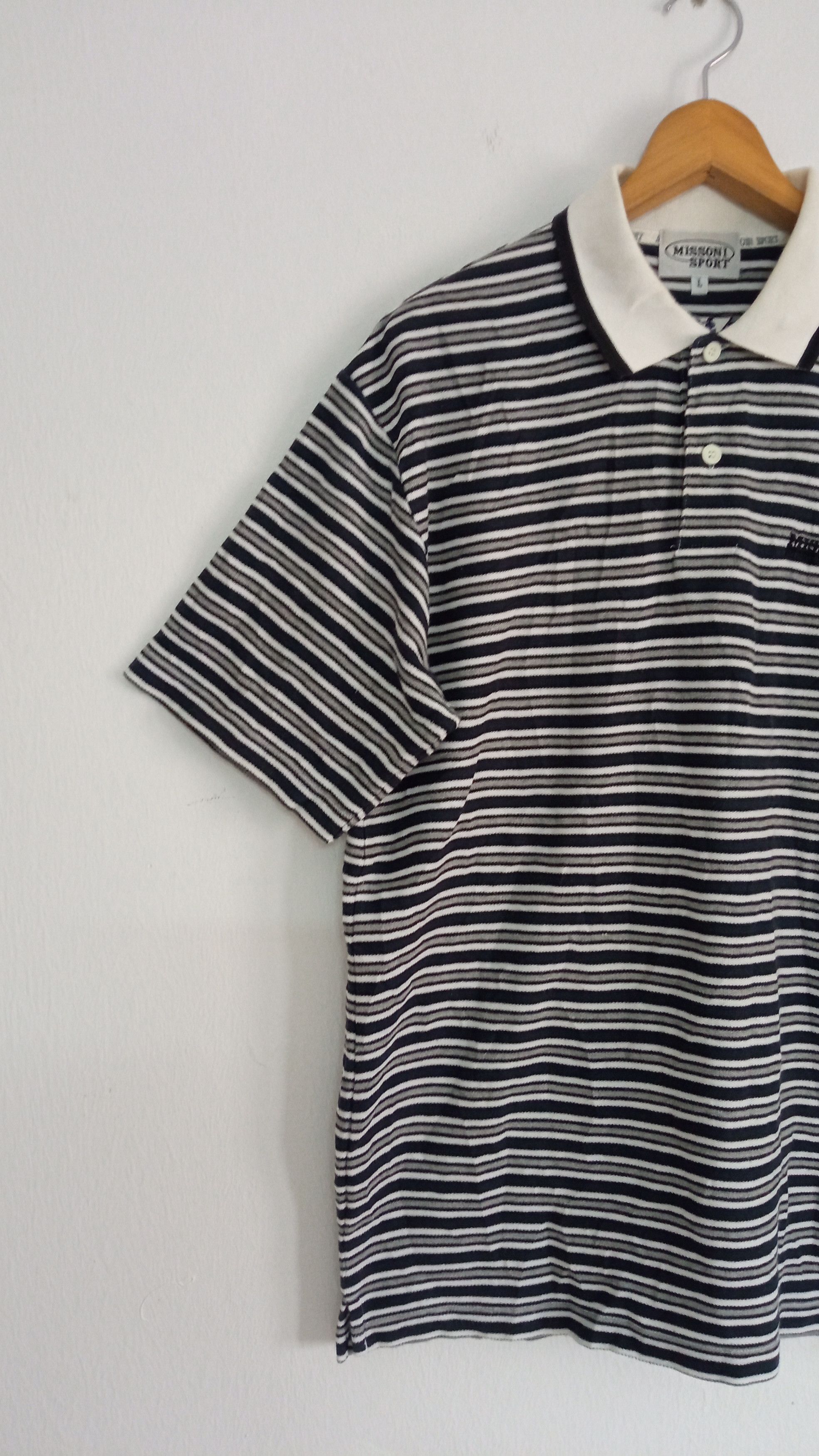 Designer × Missoni × Vintage 🔥🔥Vintage Missoni Sport Border Striped Polo T-Shirt Size US L / EU 52-54 / 3 - 4 Thumbnail