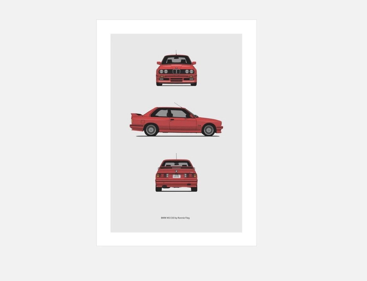 Pre-owned Bmw X Kith Bmw E30 M3 Poster In Red