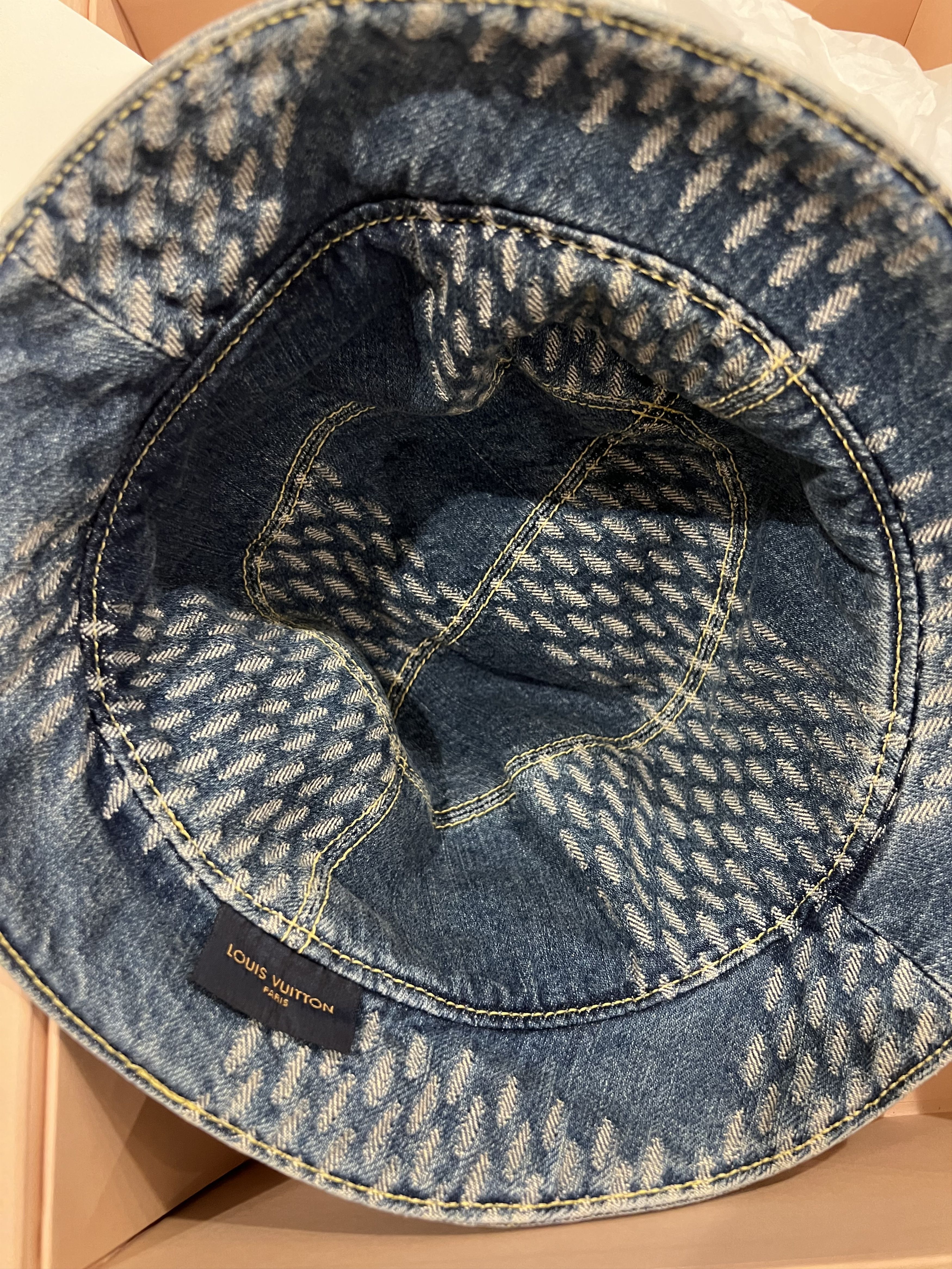 Louis Vuitton × Nigo Louis Vuitton Nigo Damier Monogram Bucket Hat Denim L Sz60 Size ONE SIZE - 3 Thumbnail