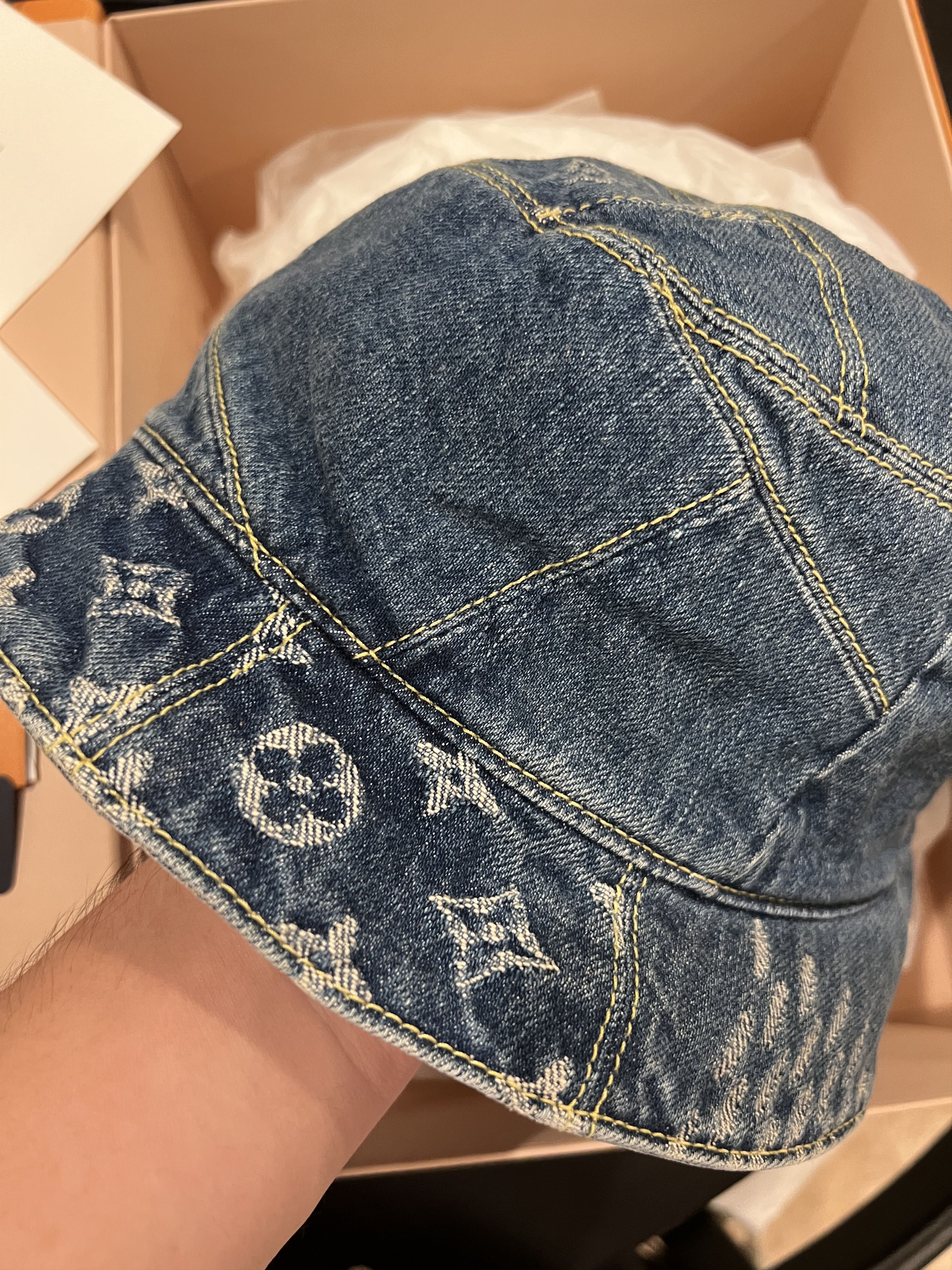 Louis Vuitton × Nigo Louis Vuitton Nigo Damier Monogram Bucket Hat Denim L Sz60 Size ONE SIZE - 5 Thumbnail