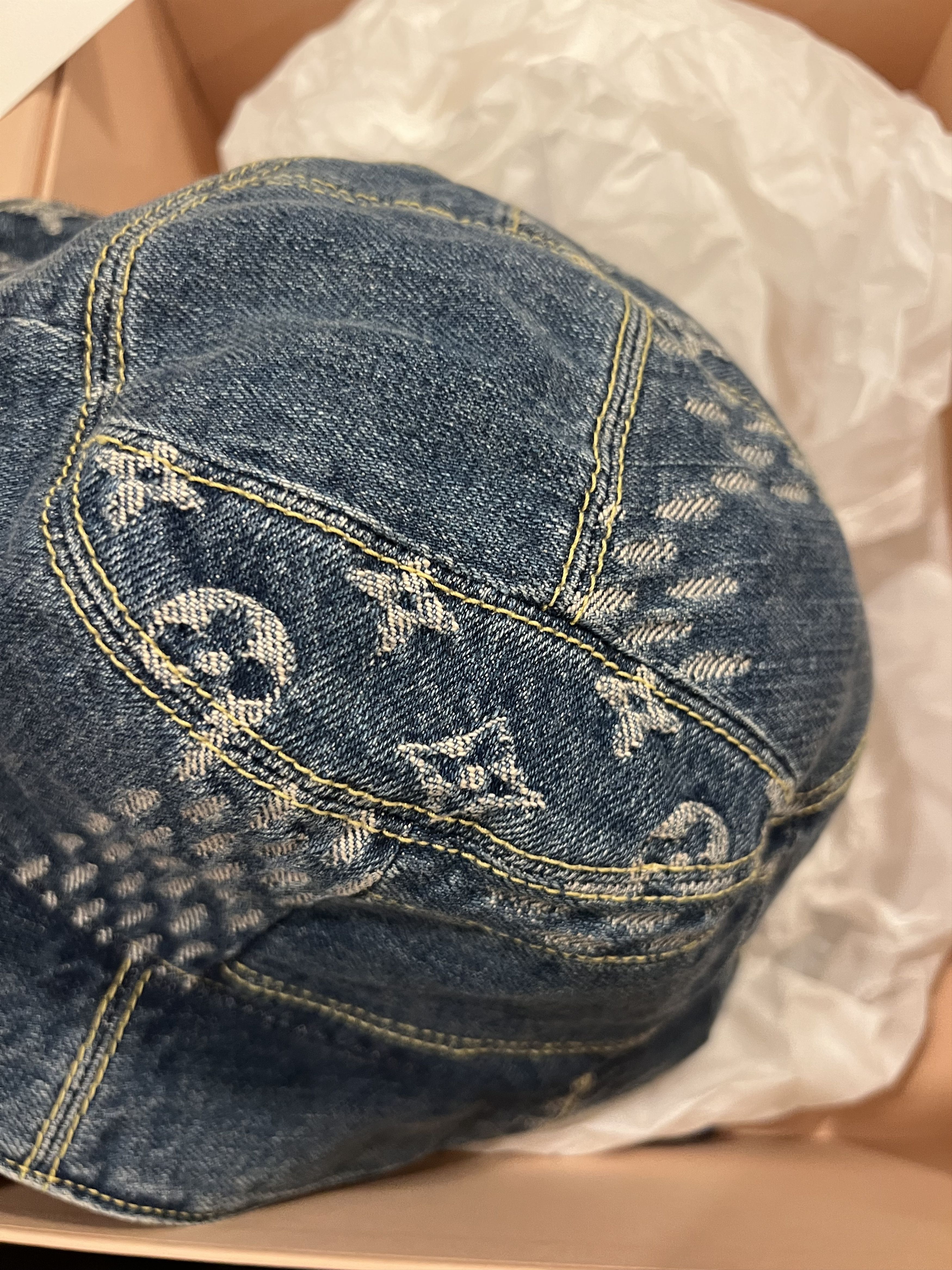 Louis Vuitton × Nigo Louis Vuitton Nigo Damier Monogram Bucket Hat Denim L Sz60 Size ONE SIZE - 6 Thumbnail