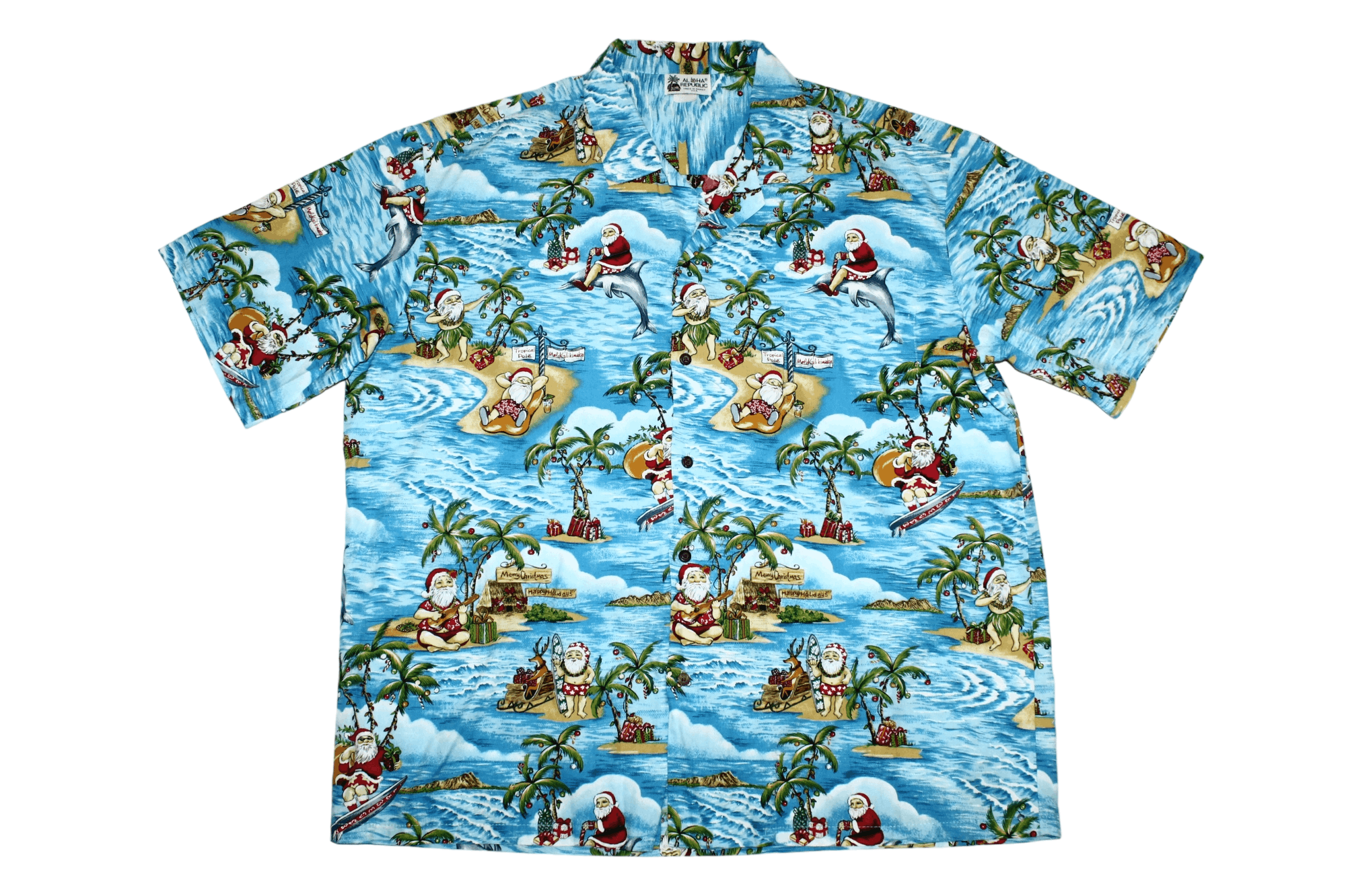 Vintage Aloha Republic Happy New Year Hawaiian Shirt Santa Surfing Size US XXL / EU 58 / 5 - 1 Thumbnail
