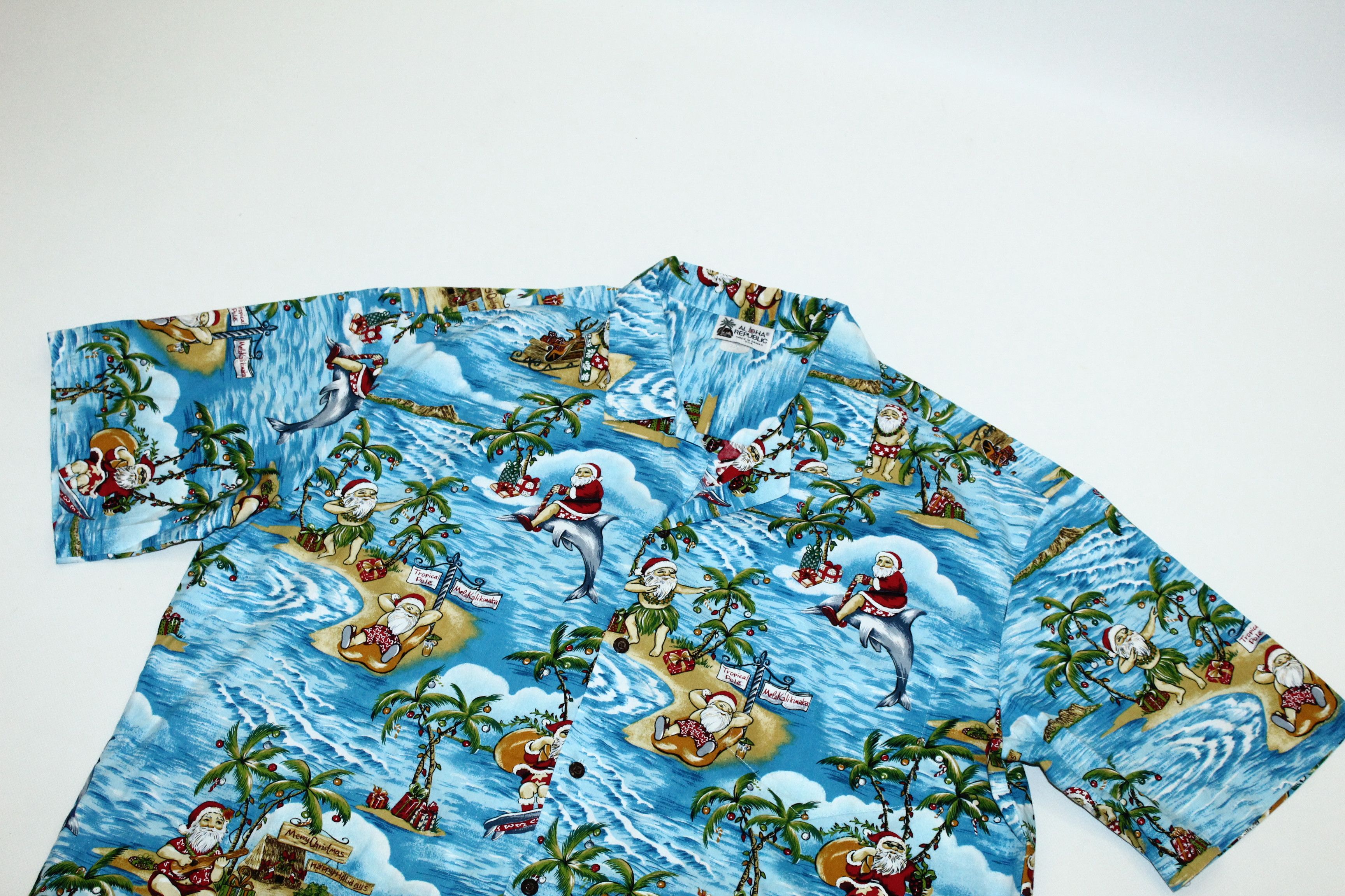 Vintage Aloha Republic Happy New Year Hawaiian Shirt Santa Surfing Size US XXL / EU 58 / 5 - 5 Thumbnail