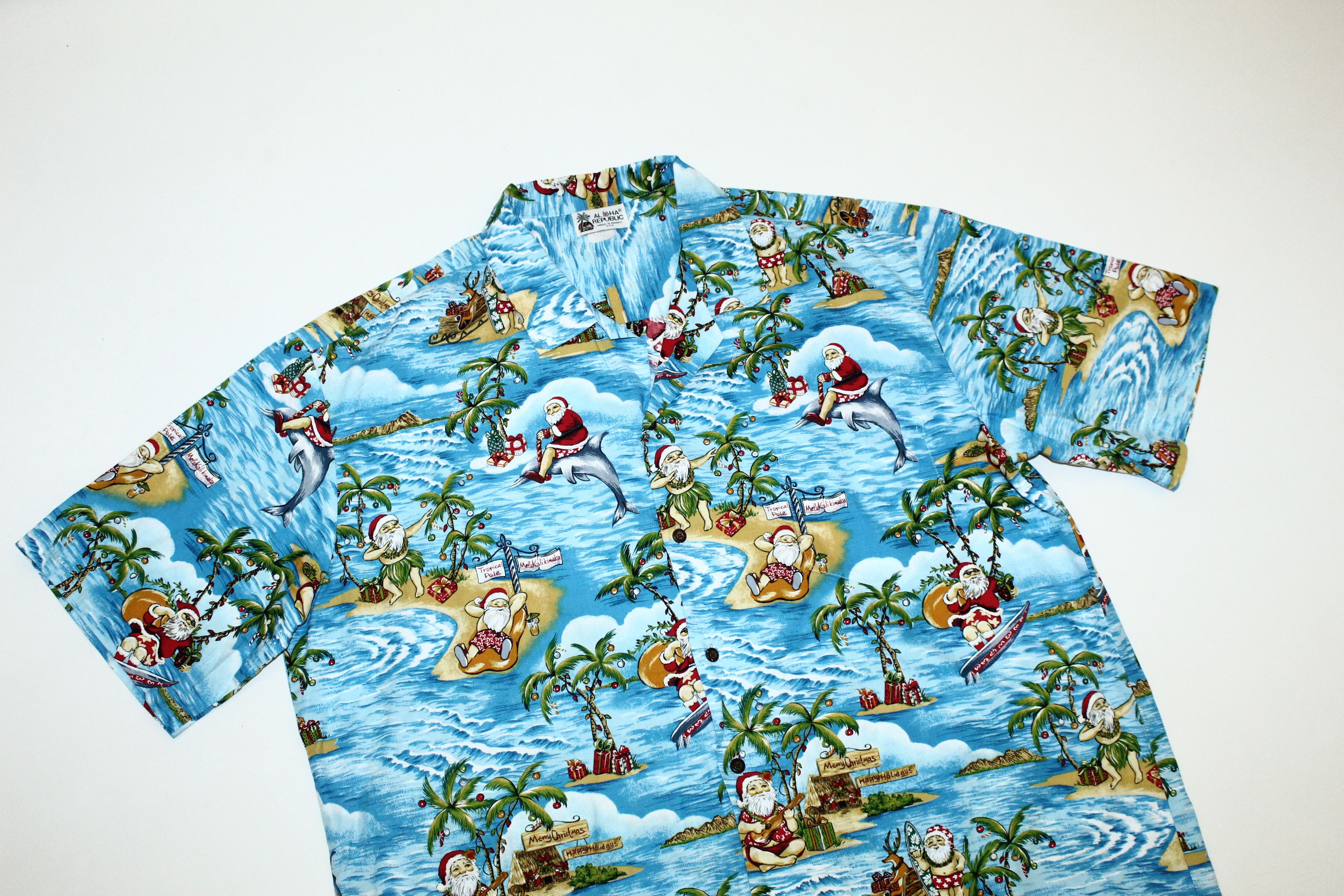 Vintage Aloha Republic Happy New Year Hawaiian Shirt Santa Surfing Size US XXL / EU 58 / 5 - 2 Thumbnail
