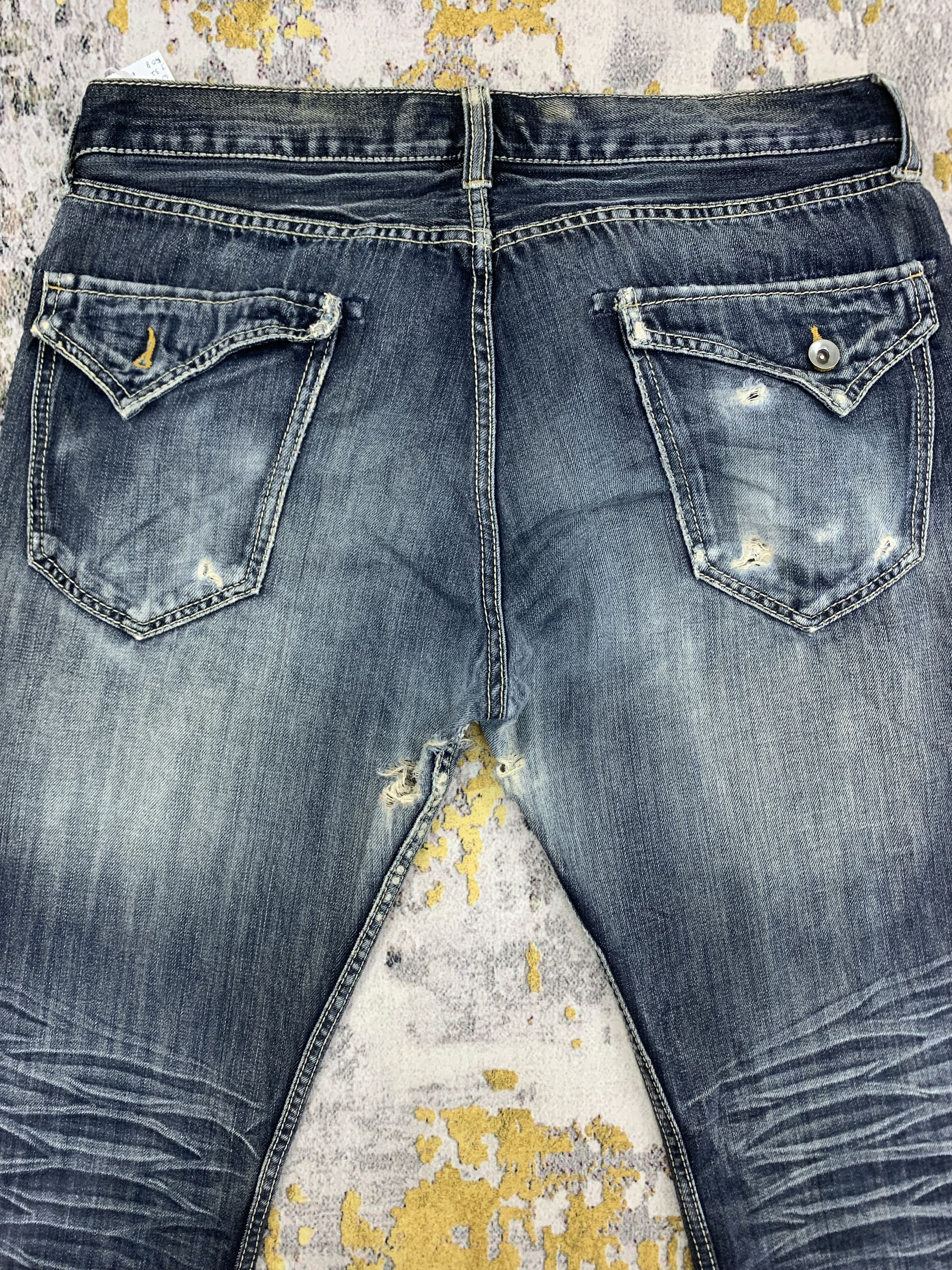 Japanese Brand Vintage Oririn Dark Blue Denim 35x32 Distressed Size US 35 - 7 Thumbnail