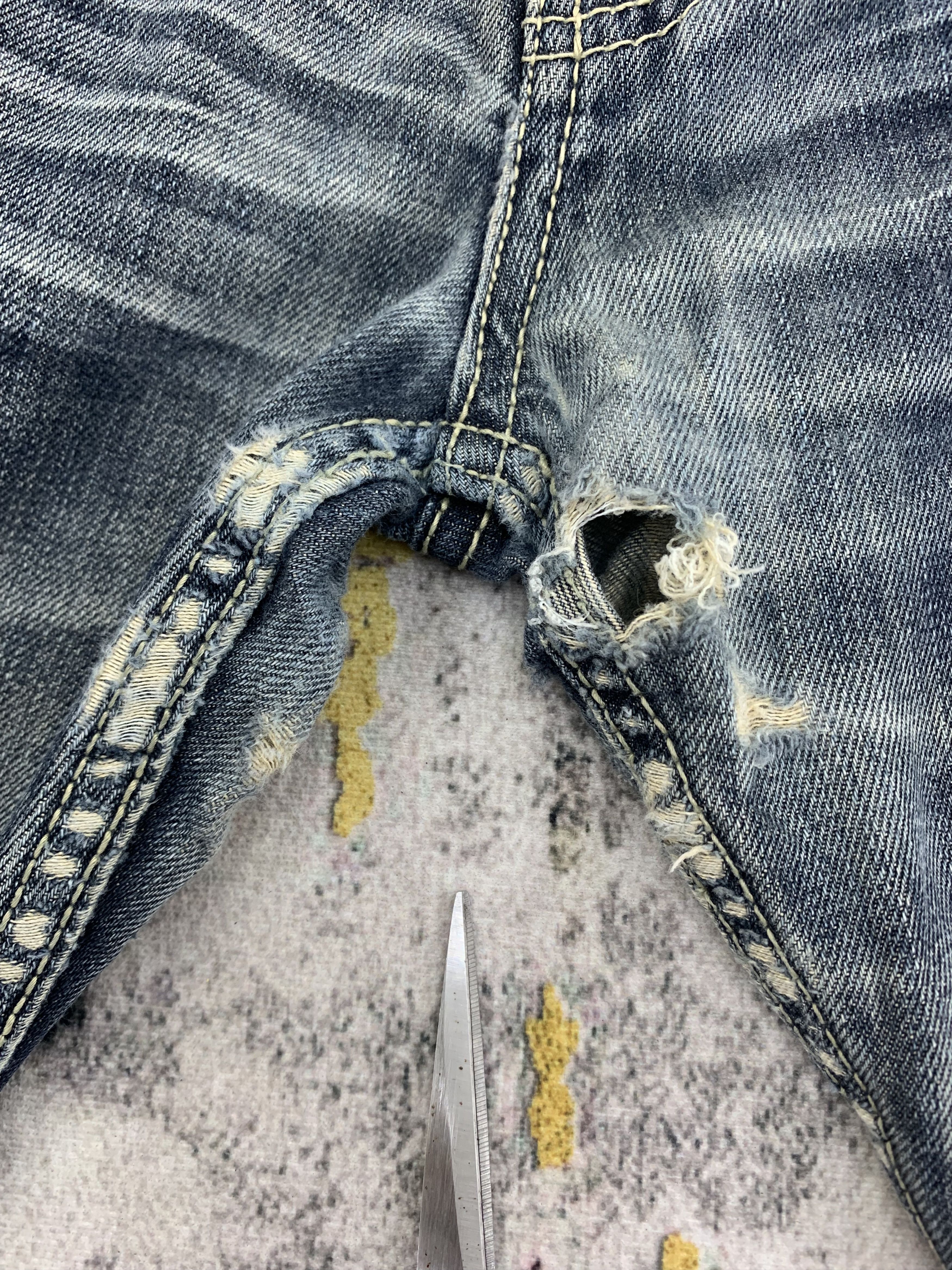 Japanese Brand Vintage Oririn Dark Blue Denim 35x32 Distressed Size US 35 - 5 Thumbnail