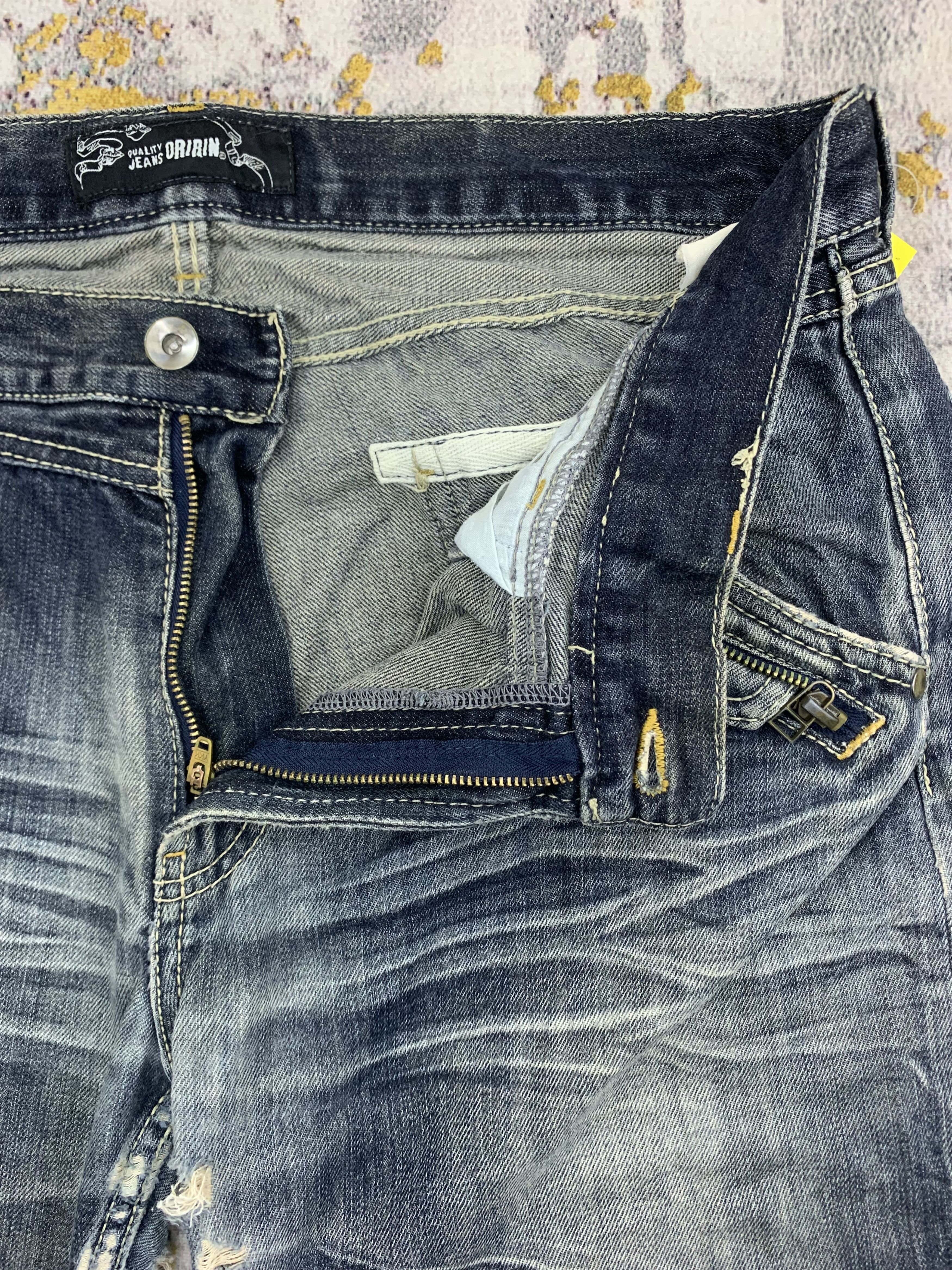 Japanese Brand Vintage Oririn Dark Blue Denim 35x32 Distressed Size US 35 - 3 Thumbnail