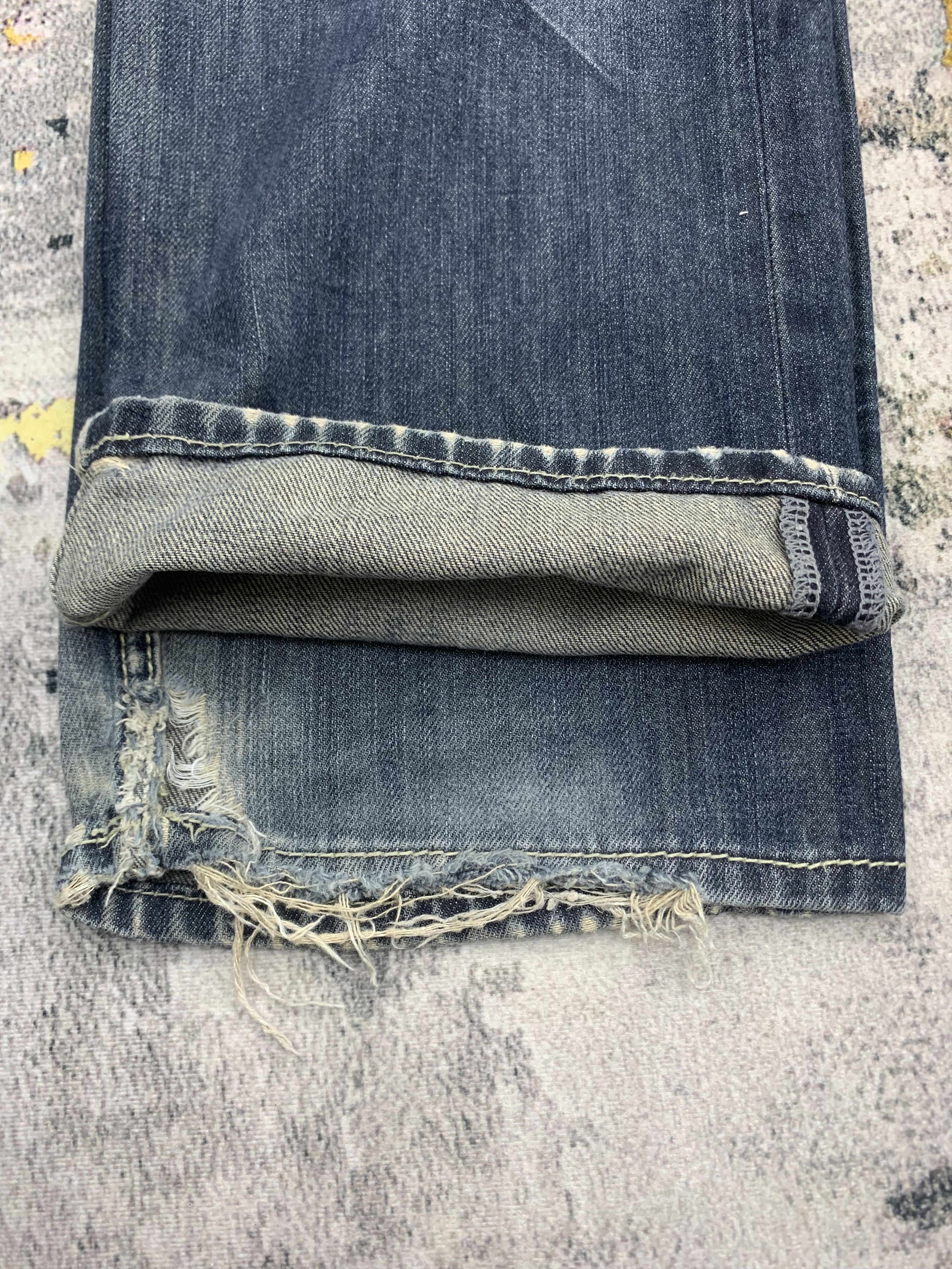 Japanese Brand Vintage Oririn Dark Blue Denim 35x32 Distressed Size US 35 - 9 Thumbnail