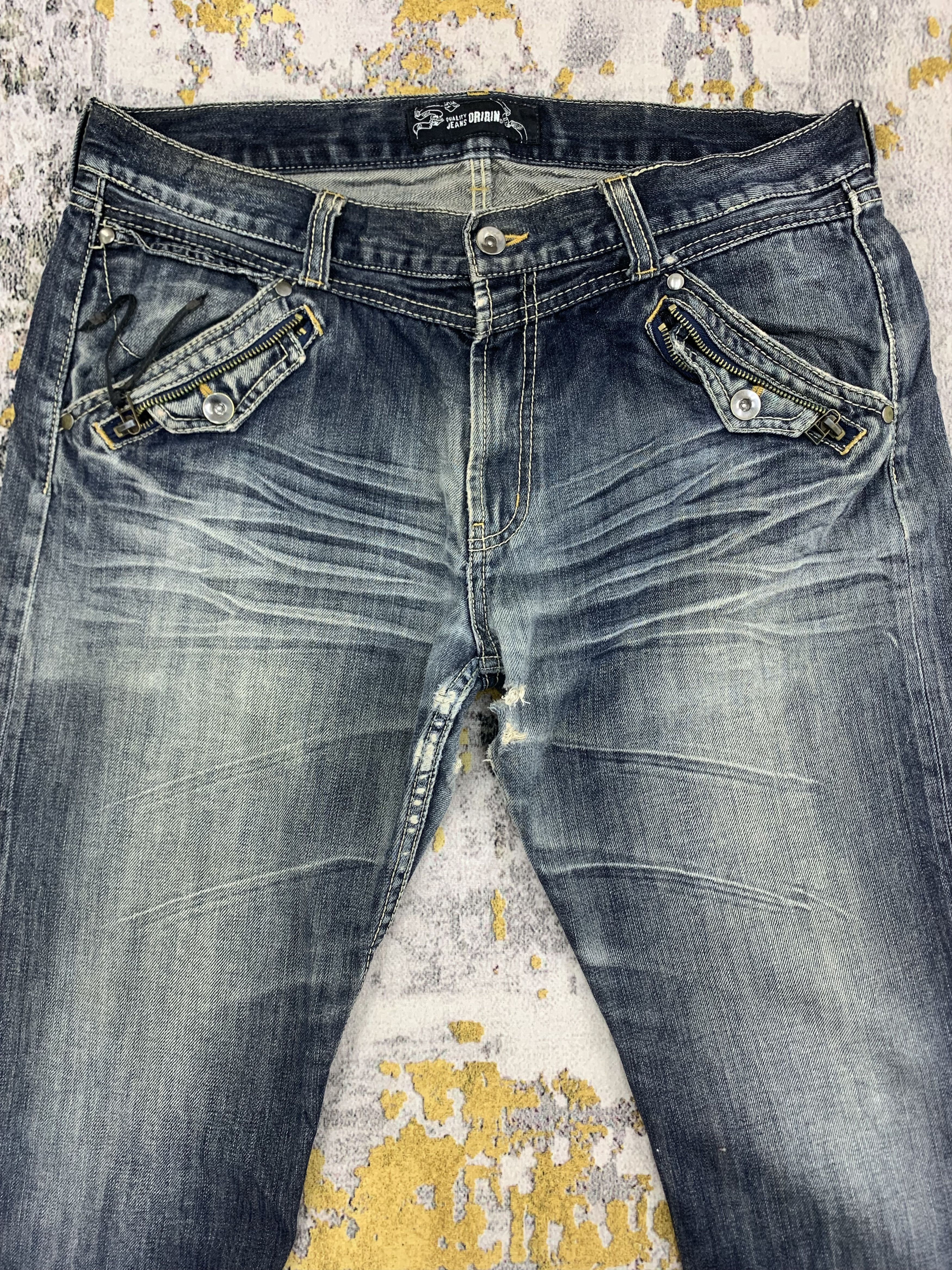 Japanese Brand Vintage Oririn Dark Blue Denim 35x32 Distressed Size US 35 - 2 Thumbnail