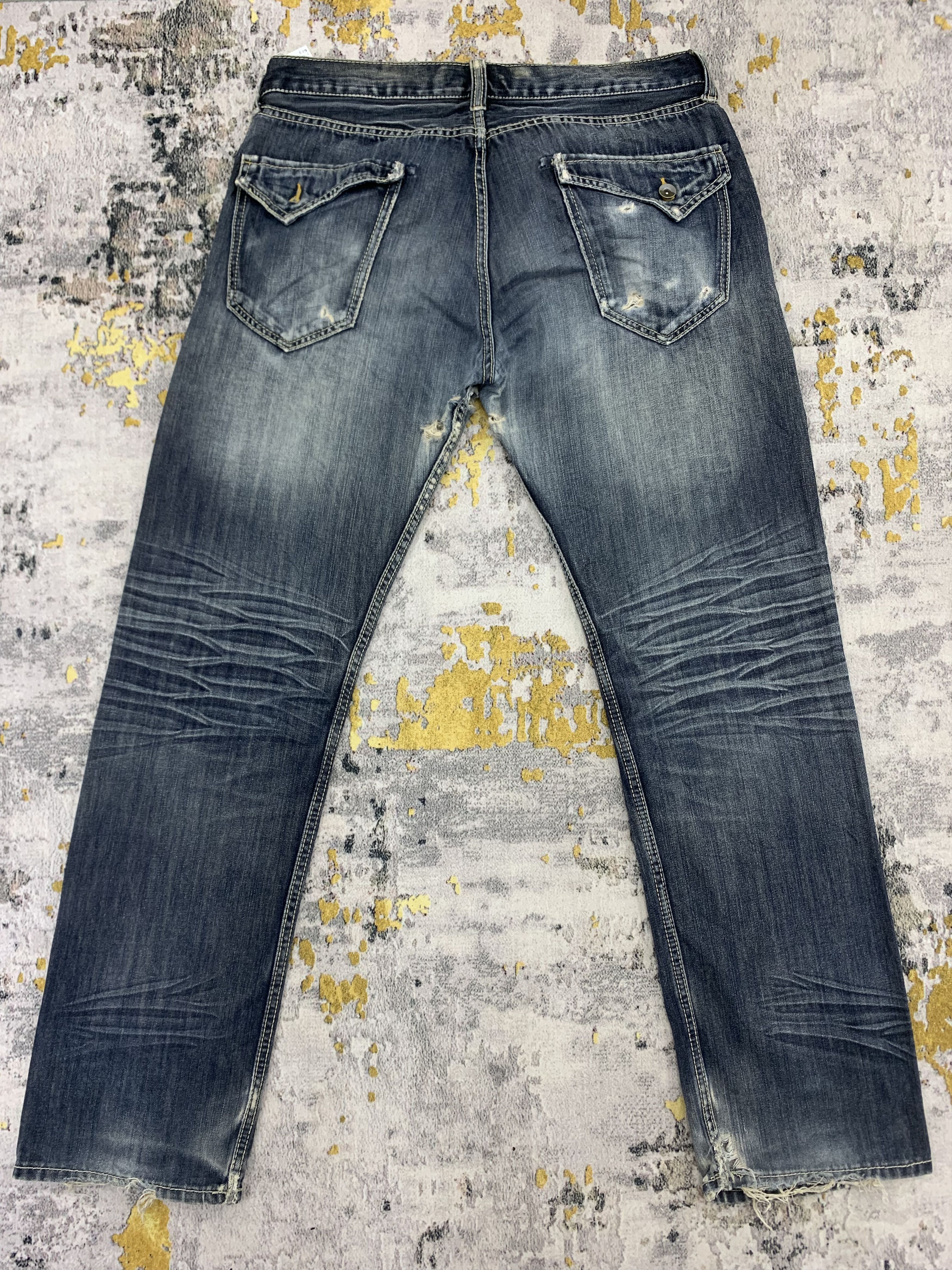 Japanese Brand Vintage Oririn Dark Blue Denim 35x32 Distressed Size US 35 - 6 Thumbnail