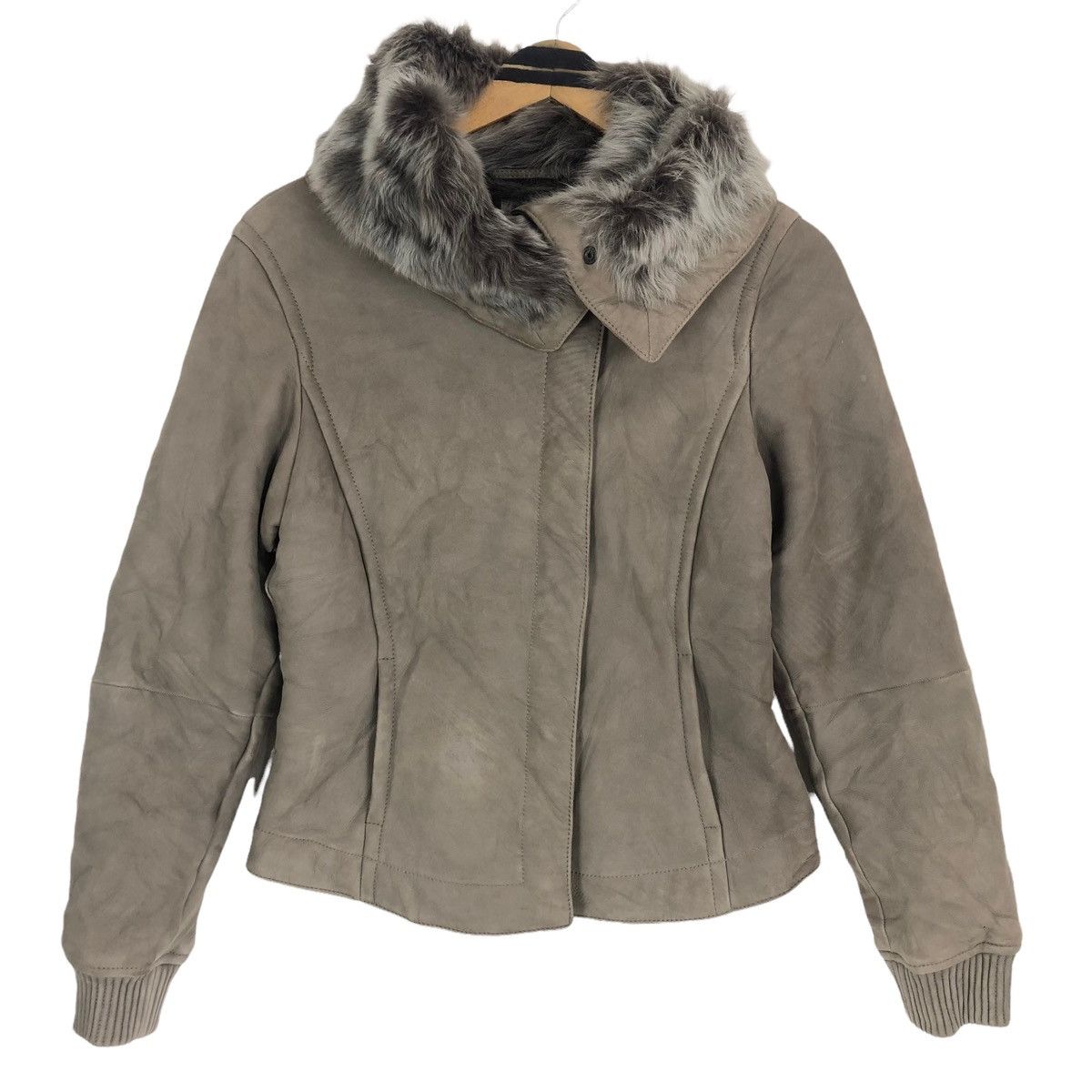 Max Mara Max Mara Lambskin Furs Sherpa Asymmetrical Leather Jacket Size S / US 4 / IT 40 - 6 Thumbnail