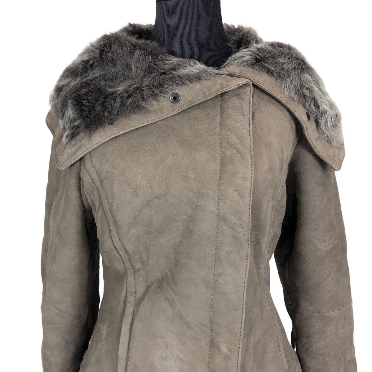 Max Mara Max Mara Lambskin Furs Sherpa Asymmetrical Leather Jacket Size S / US 4 / IT 40 - 3 Thumbnail