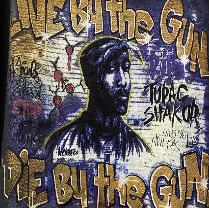 Rap Tees × Vintage Vintage 2000 2pac Rap Tee To Live by the Gun Die by the Gun Size US XL / EU 56 / 4 - 2 Thumbnail