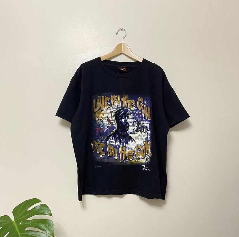 Rap Tees × Vintage Vintage 2000 2pac Rap Tee To Live by the Gun Die by the Gun Size US XL / EU 56 / 4 - 1 Thumbnail
