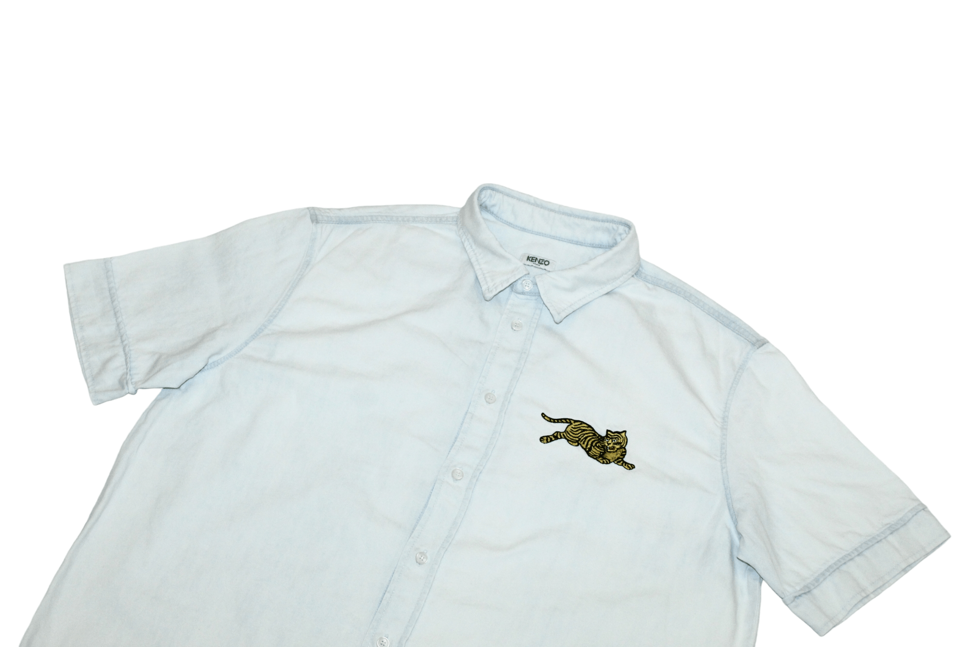 Kenzo RARE VTG🔥 KENZO Tiger Logo Embroidered SS Denim Shirt Size US L / EU 52-54 / 3 - 3 Thumbnail