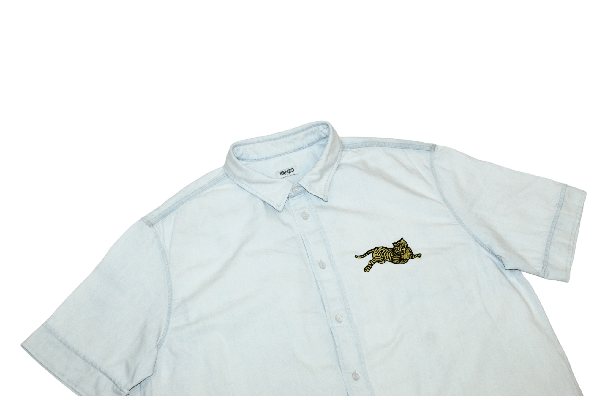 Kenzo RARE VTG🔥 KENZO Tiger Logo Embroidered SS Denim Shirt Size US L / EU 52-54 / 3 - 10 Thumbnail