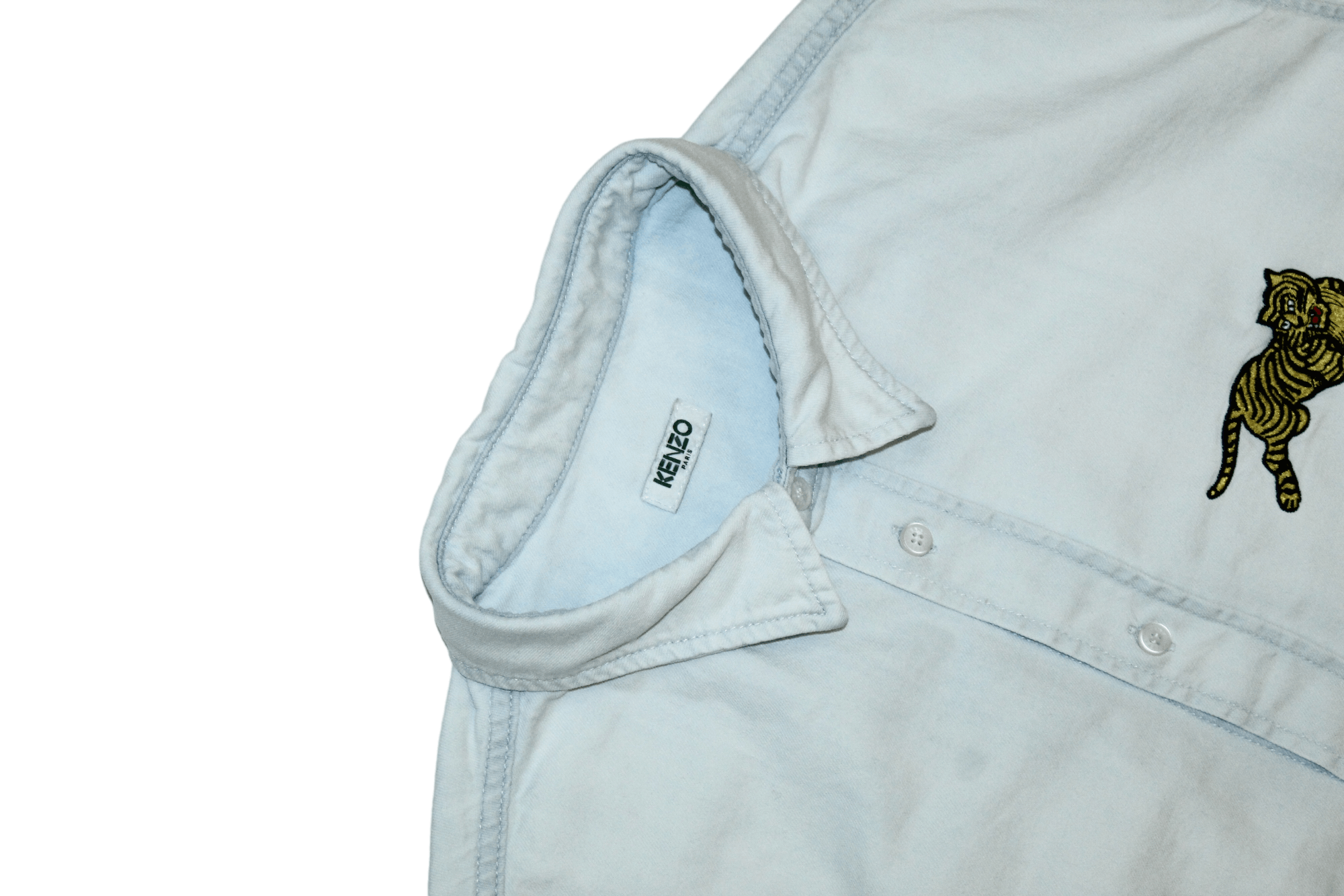 Kenzo RARE VTG🔥 KENZO Tiger Logo Embroidered SS Denim Shirt Size US L / EU 52-54 / 3 - 4 Thumbnail