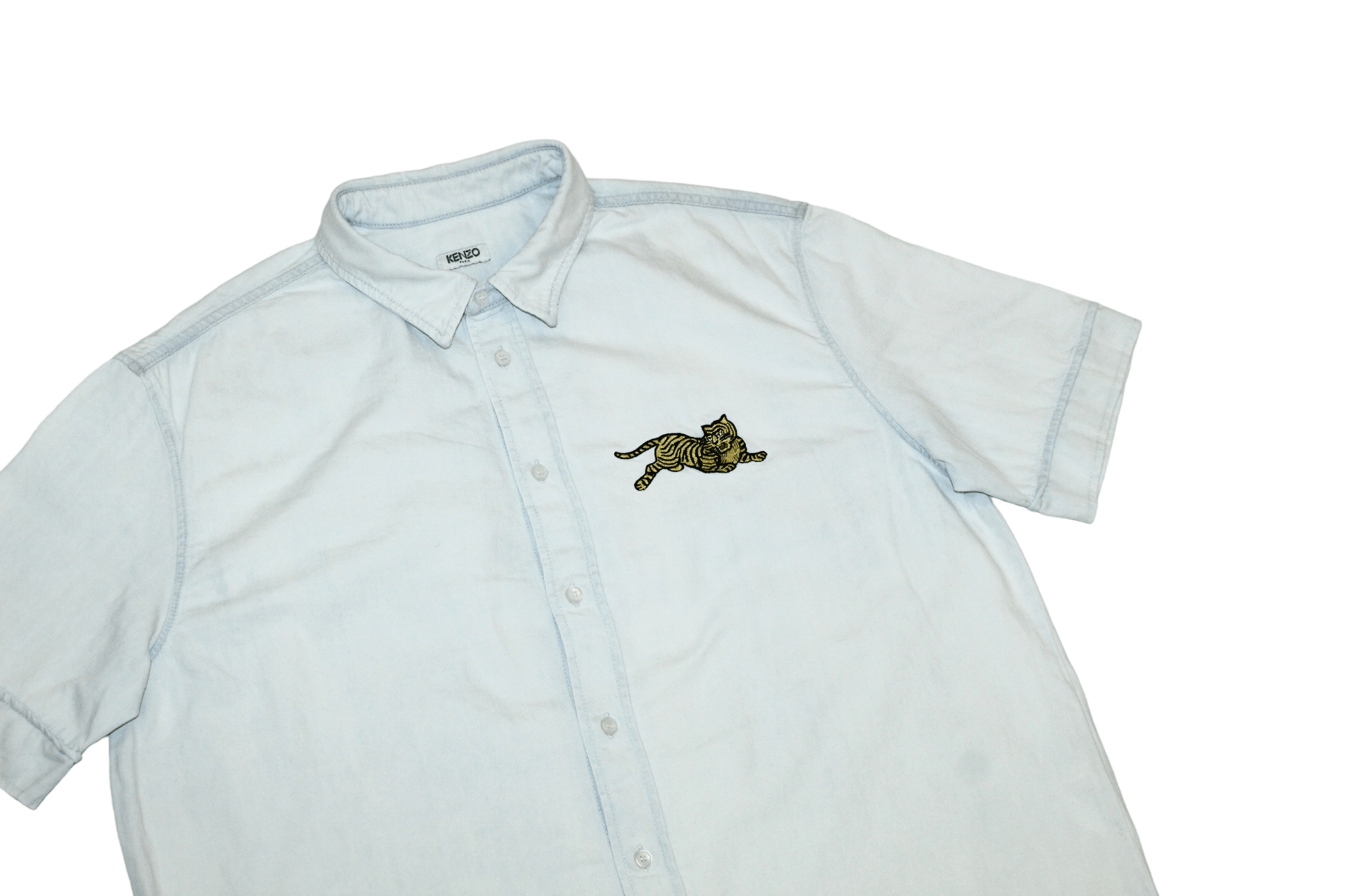 Kenzo RARE VTG🔥 KENZO Tiger Logo Embroidered SS Denim Shirt Size US L / EU 52-54 / 3 - 2 Thumbnail