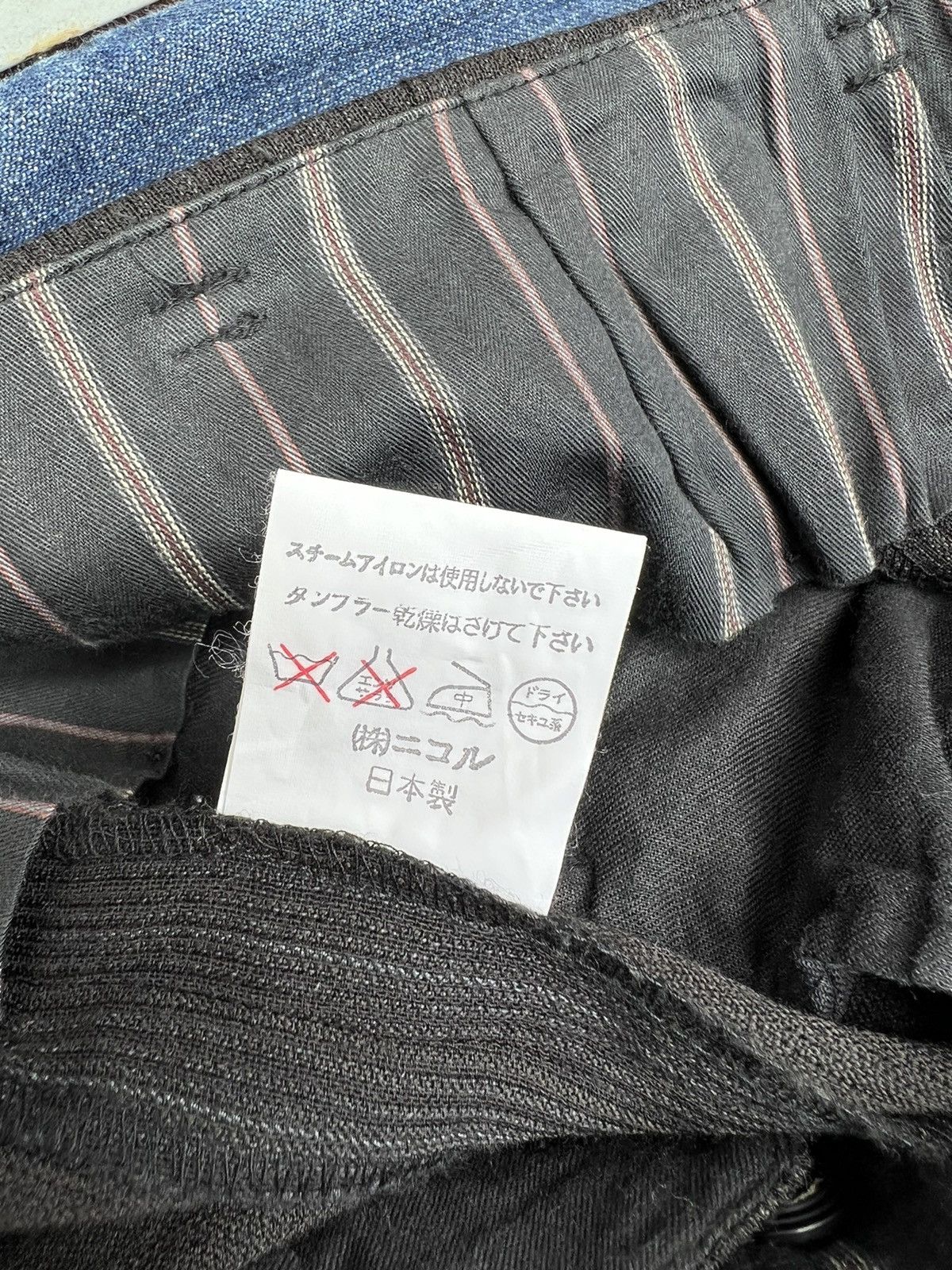 Matsuda Vintage 90s Yukio Kobayashi Nicole Stripe Wool Baggy Trouser Size US 31 - 17 Thumbnail