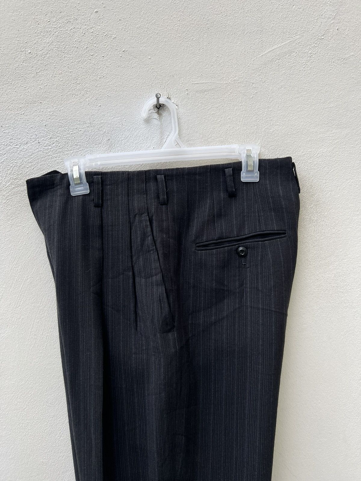Matsuda Vintage 90s Yukio Kobayashi Nicole Stripe Wool Baggy Trouser Size US 31 - 14 Thumbnail
