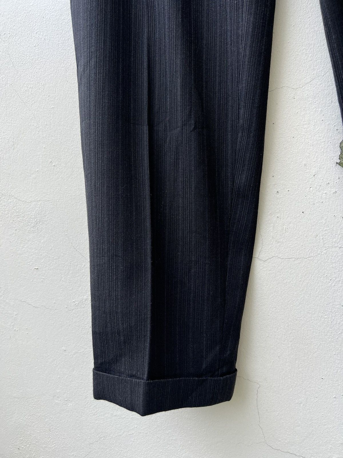 Matsuda Vintage 90s Yukio Kobayashi Nicole Stripe Wool Baggy Trouser Size US 31 - 10 Thumbnail