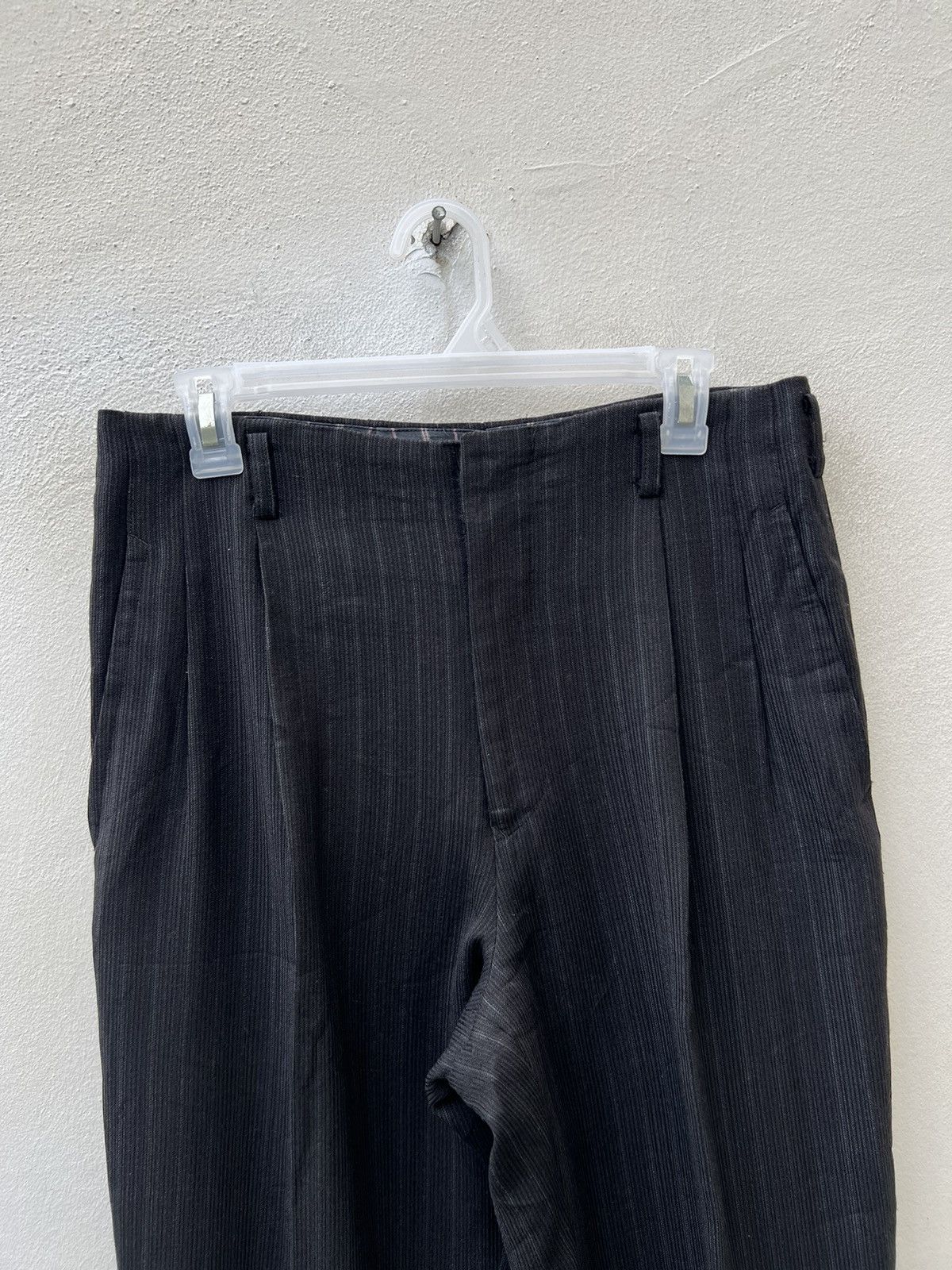 Matsuda Vintage 90s Yukio Kobayashi Nicole Stripe Wool Baggy Trouser Size US 31 - 7 Thumbnail