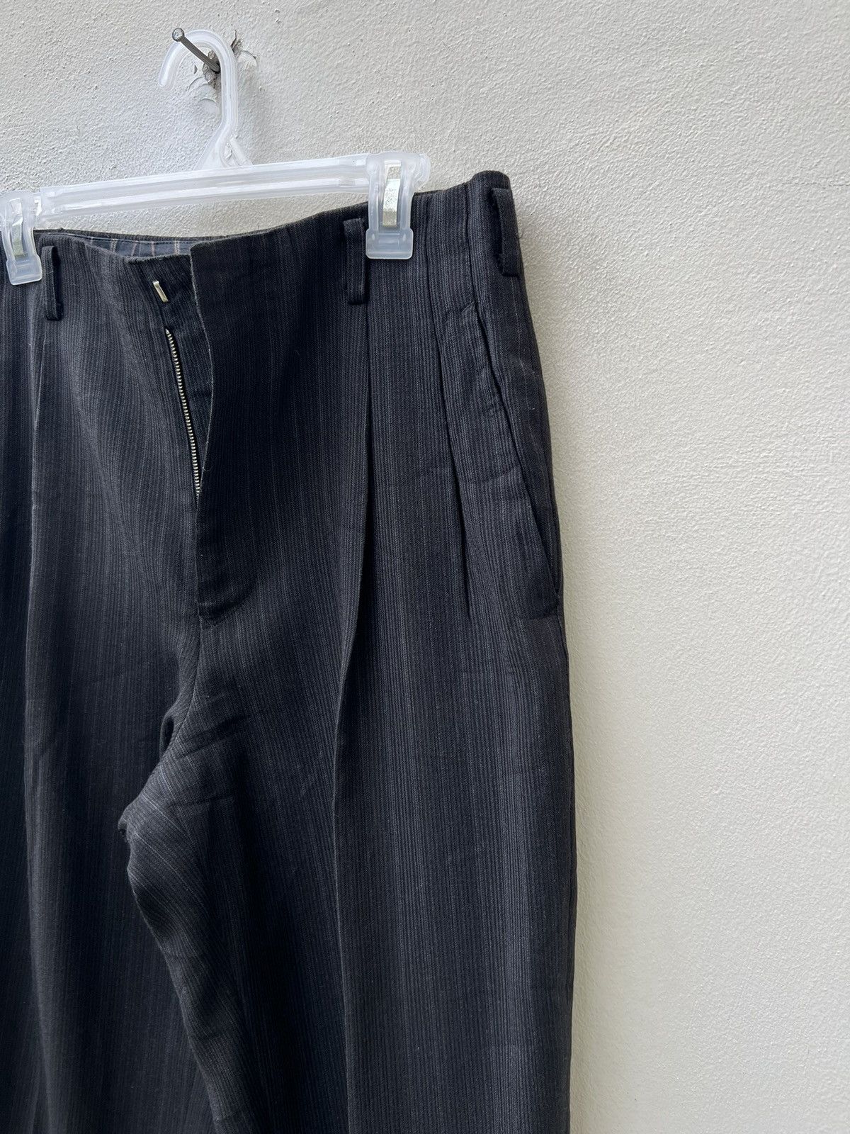 Matsuda Vintage 90s Yukio Kobayashi Nicole Stripe Wool Baggy Trouser Size US 31 - 11 Thumbnail