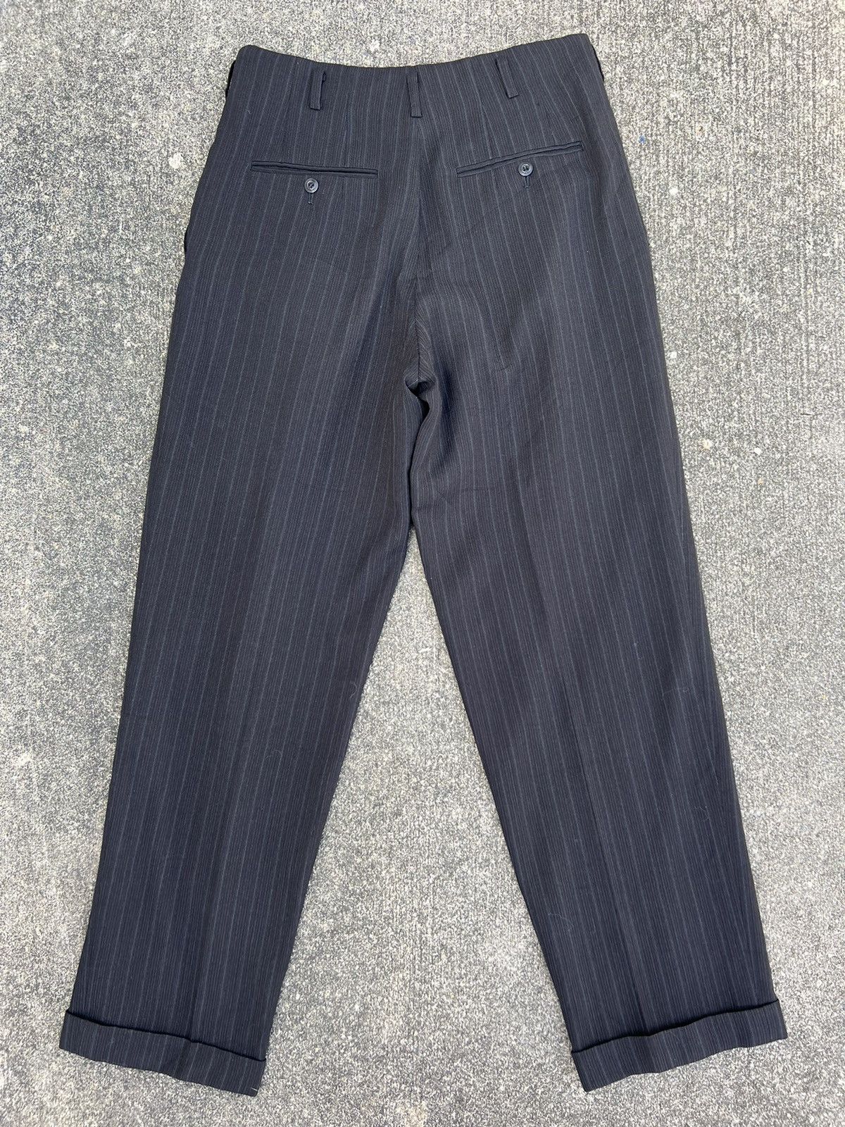 Matsuda Vintage 90s Yukio Kobayashi Nicole Stripe Wool Baggy Trouser Size US 31 - 5 Thumbnail