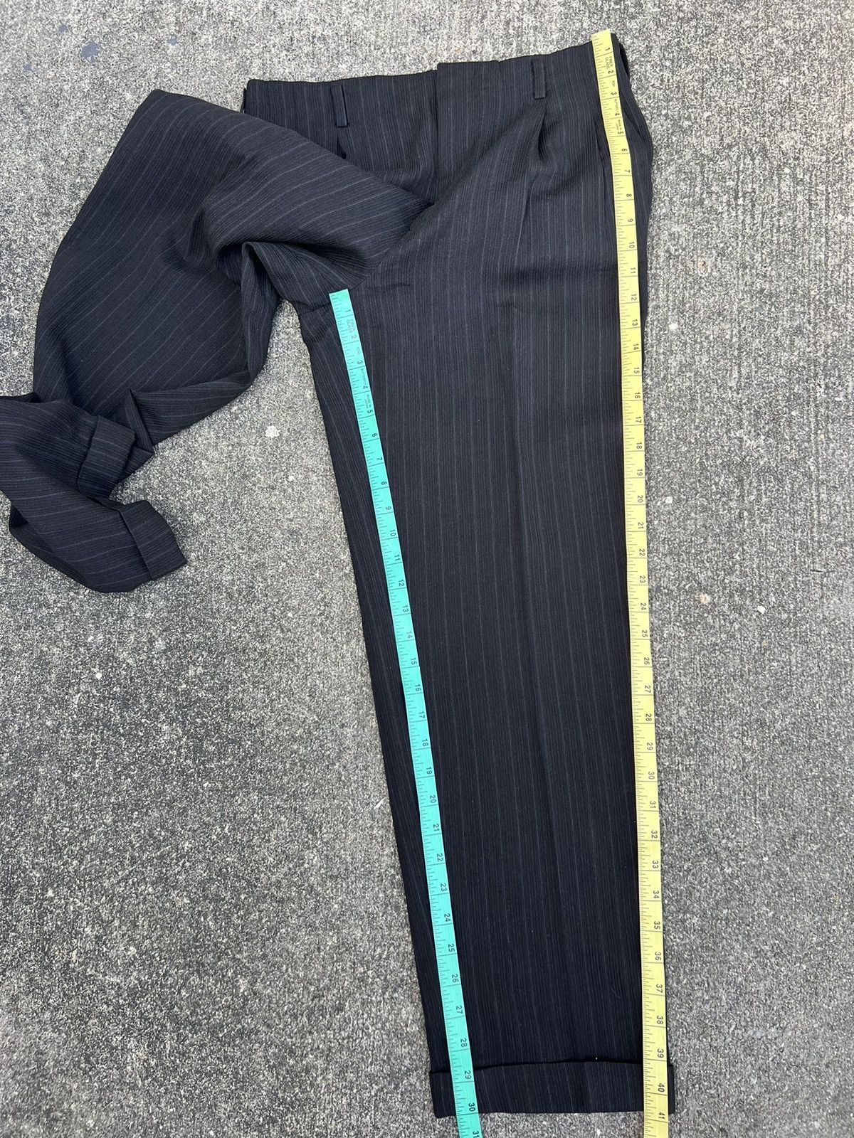 Matsuda Vintage 90s Yukio Kobayashi Nicole Stripe Wool Baggy Trouser Size US 31 - 4 Thumbnail