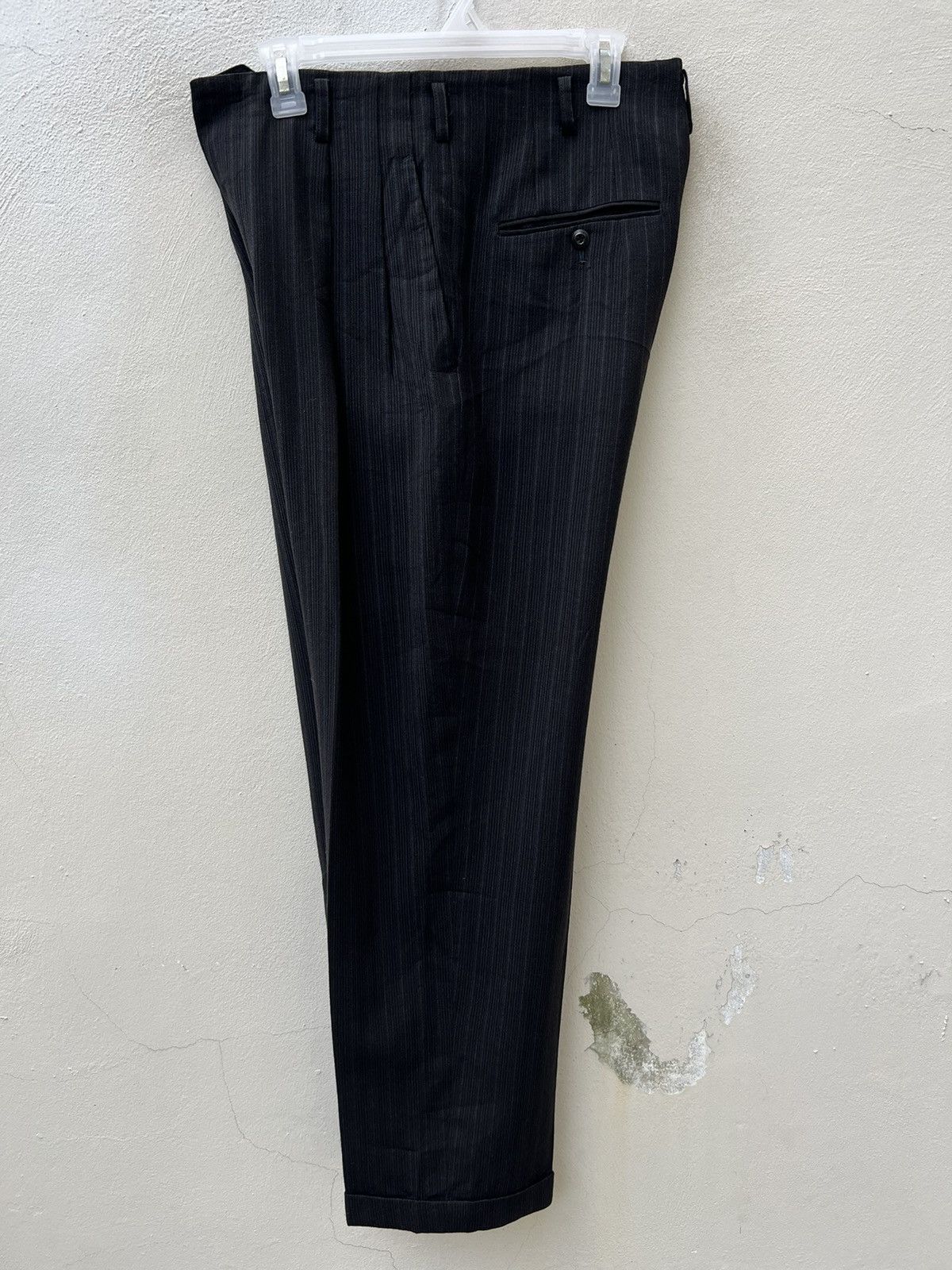 Matsuda Vintage 90s Yukio Kobayashi Nicole Stripe Wool Baggy Trouser Size US 31 - 13 Thumbnail
