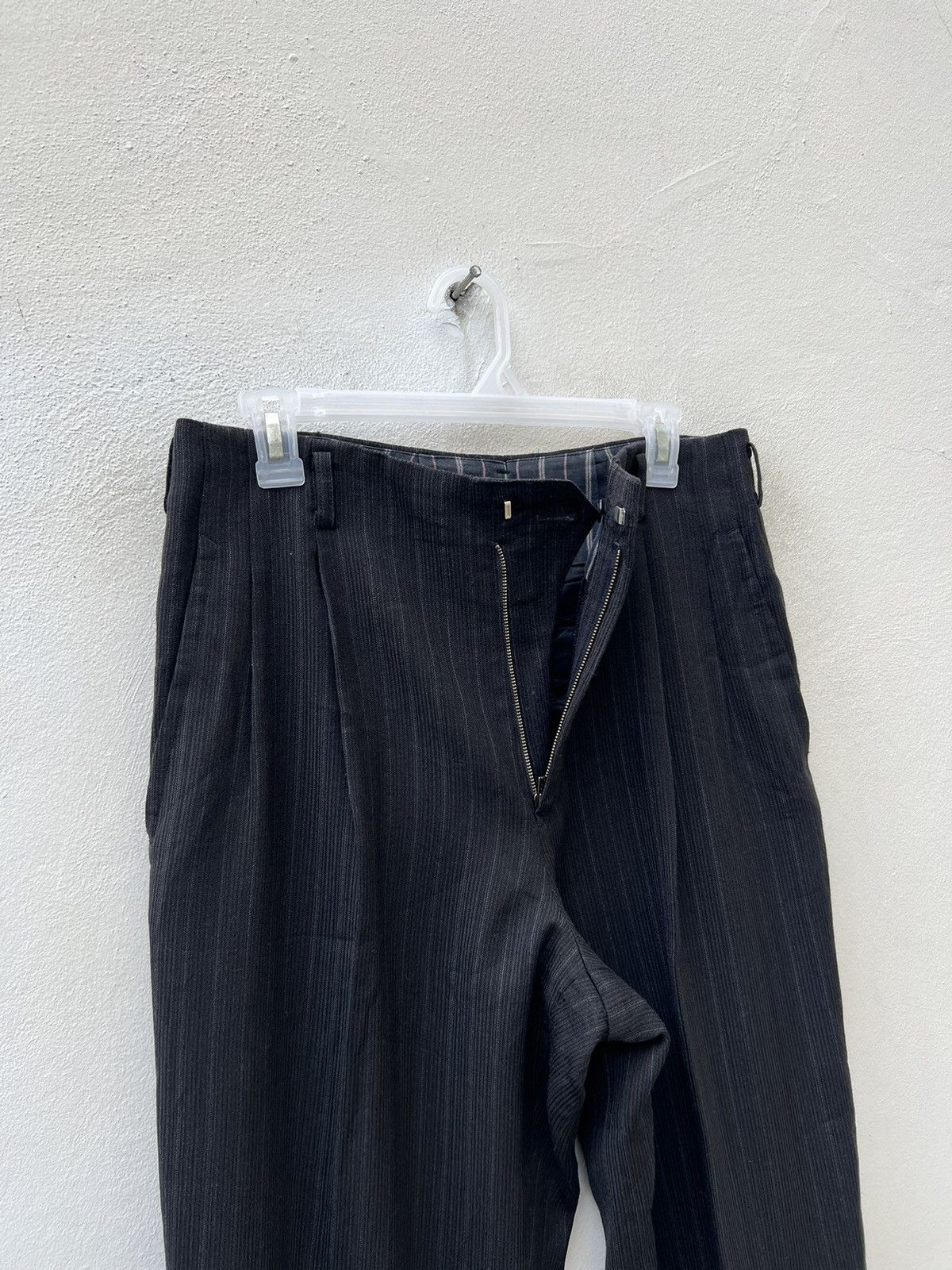 Matsuda Vintage 90s Yukio Kobayashi Nicole Stripe Wool Baggy Trouser Size US 31 - 9 Thumbnail