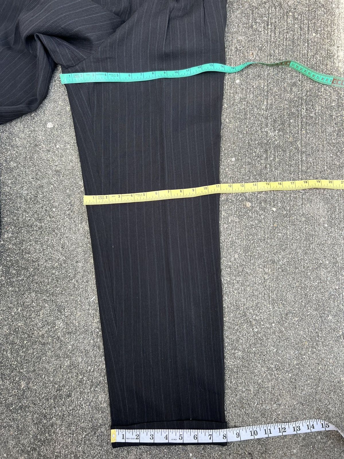 Matsuda Vintage 90s Yukio Kobayashi Nicole Stripe Wool Baggy Trouser Size US 31 - 3 Thumbnail