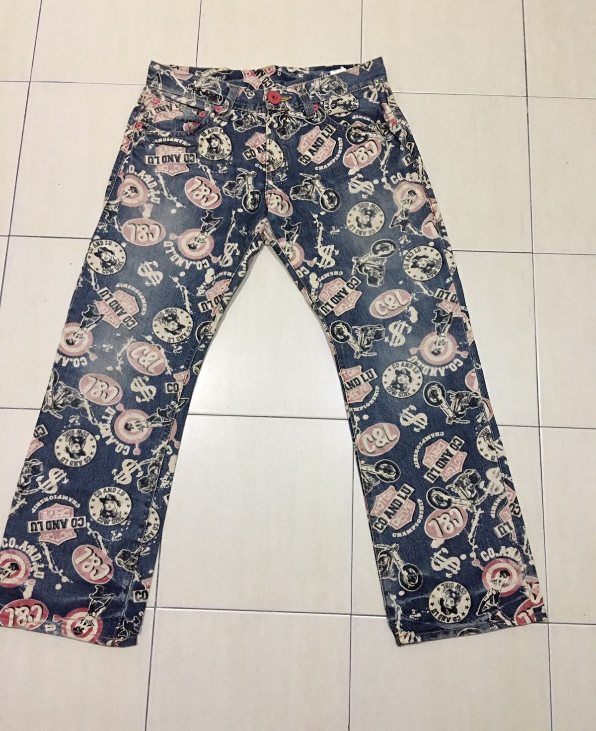 Designer × Japanese Brand Japanese Brand X Co & Lu Overprint Jeans Size US 34 / EU 50 - 12 Thumbnail