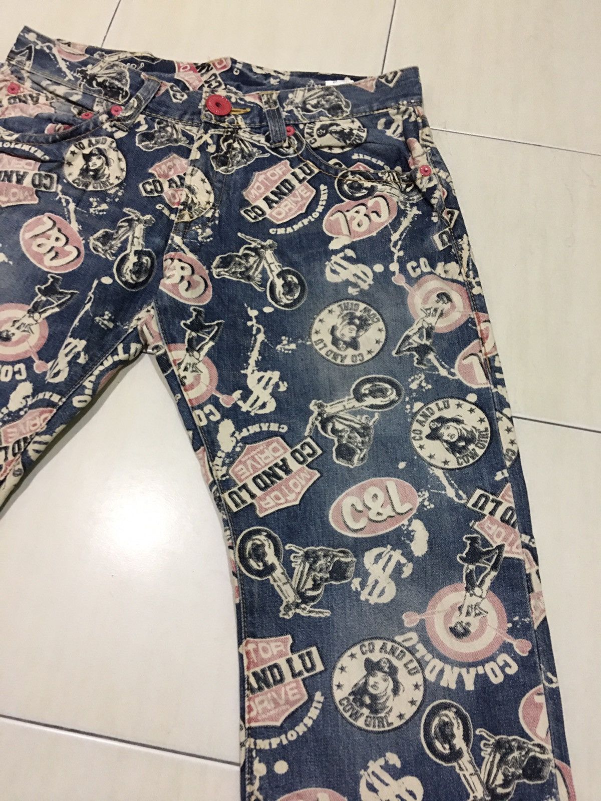 Designer × Japanese Brand Japanese Brand X Co & Lu Overprint Jeans Size US 34 / EU 50 - 13 Thumbnail