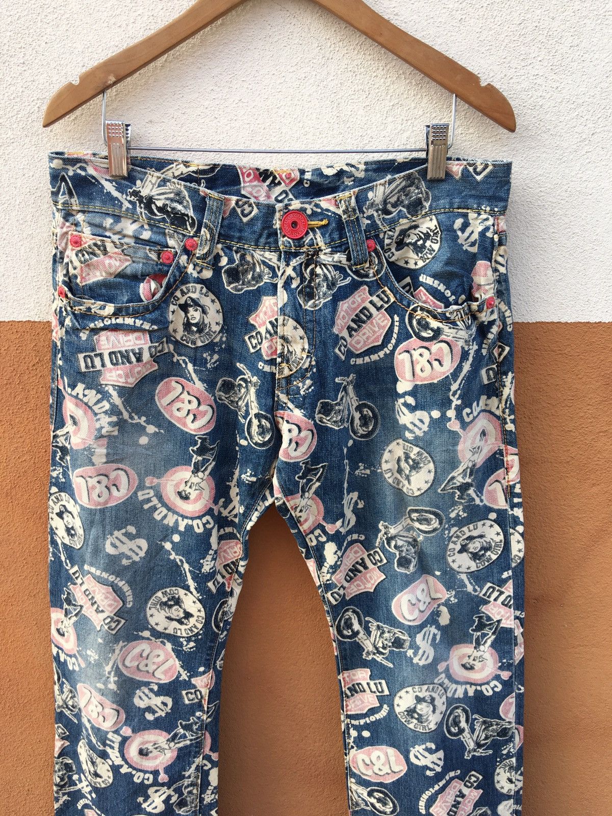 Designer × Japanese Brand Japanese Brand X Co & Lu Overprint Jeans Size US 34 / EU 50 - 8 Thumbnail