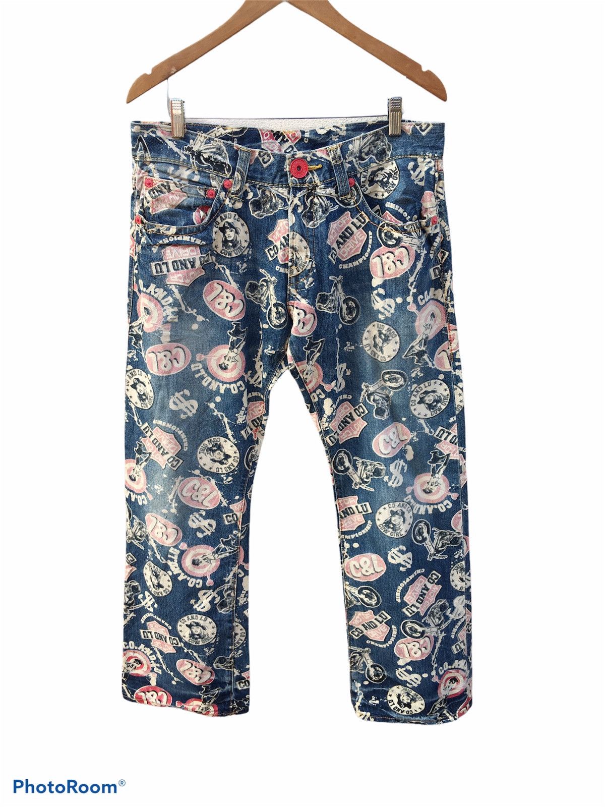 Designer × Japanese Brand Japanese Brand X Co & Lu Overprint Jeans Size US 34 / EU 50 - 1 Thumbnail