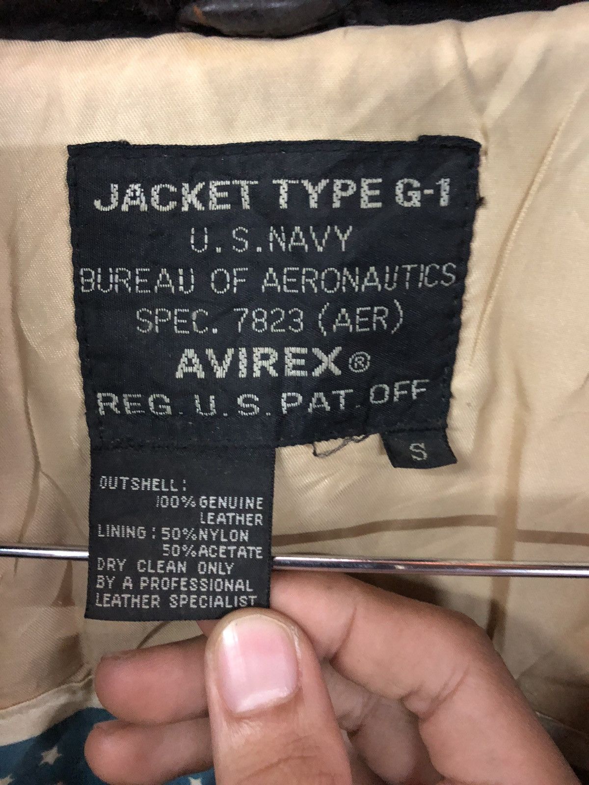 Avirex AVIREX TYPE G-1 US NAVY FLIGHT LEATHER JACKET FLAG AMERICAN Size US S / EU 44-46 / 1 - 12 Thumbnail