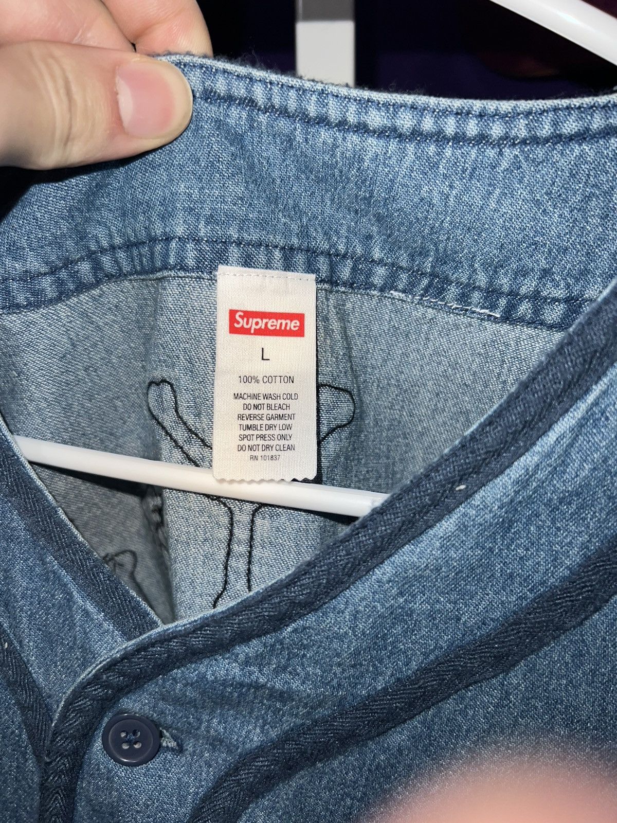 Supreme Patches Denim Baseball Jersey