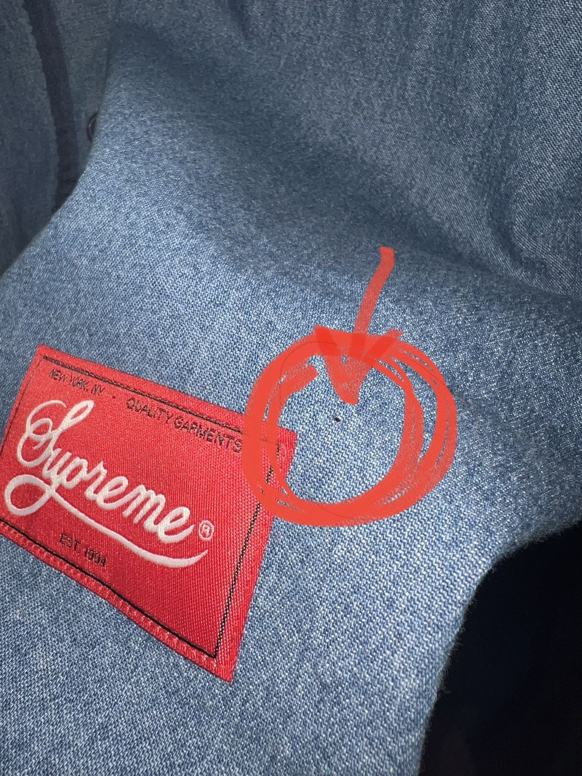 Supreme Patches Denim Baseball Jersey