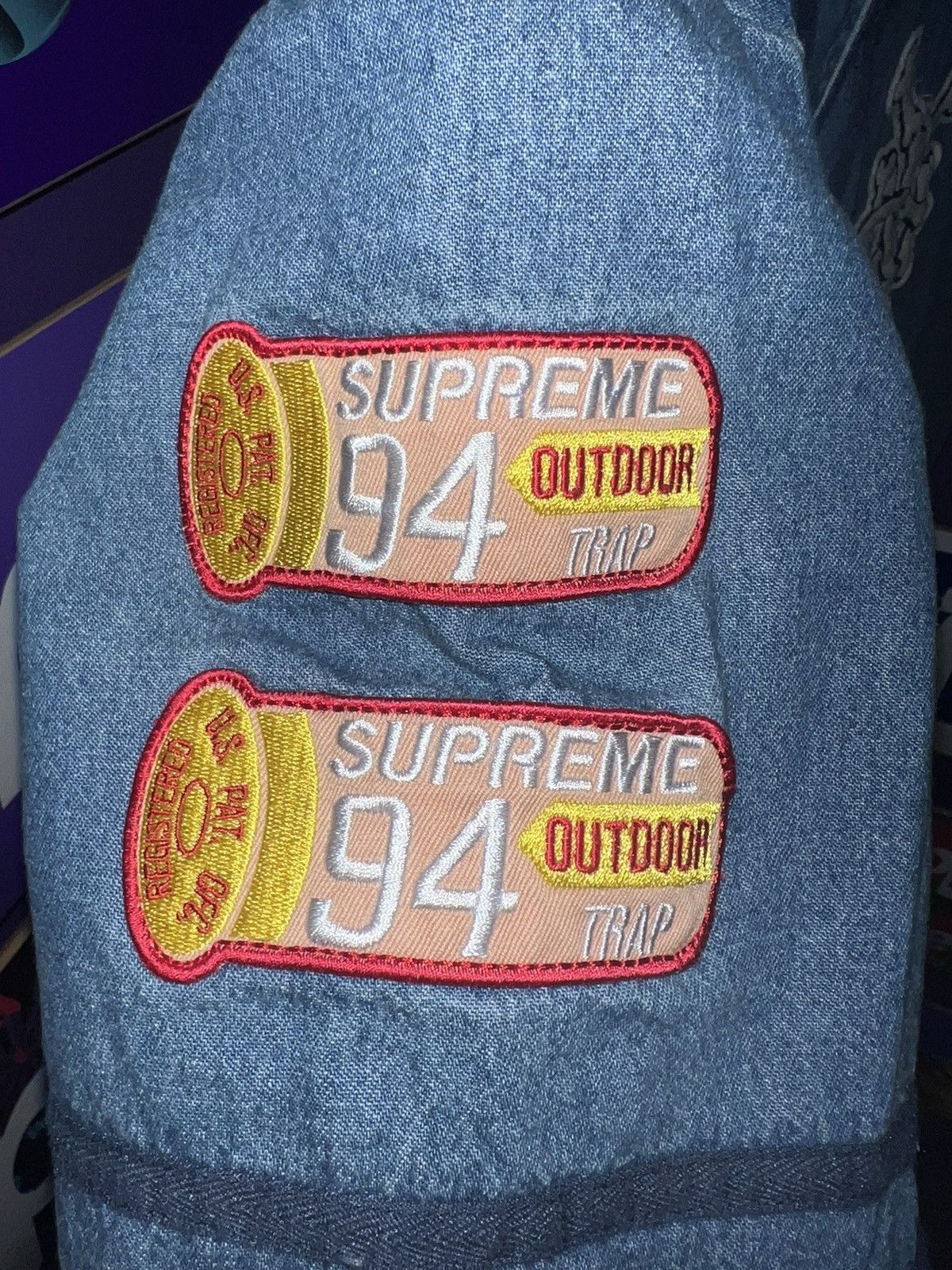 Supreme Patches Denim Baseball Jersey