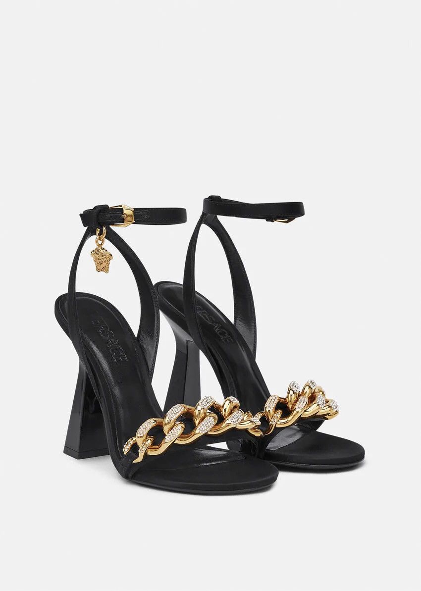 Versace Medusa Chain High Heel Sandals with crystals