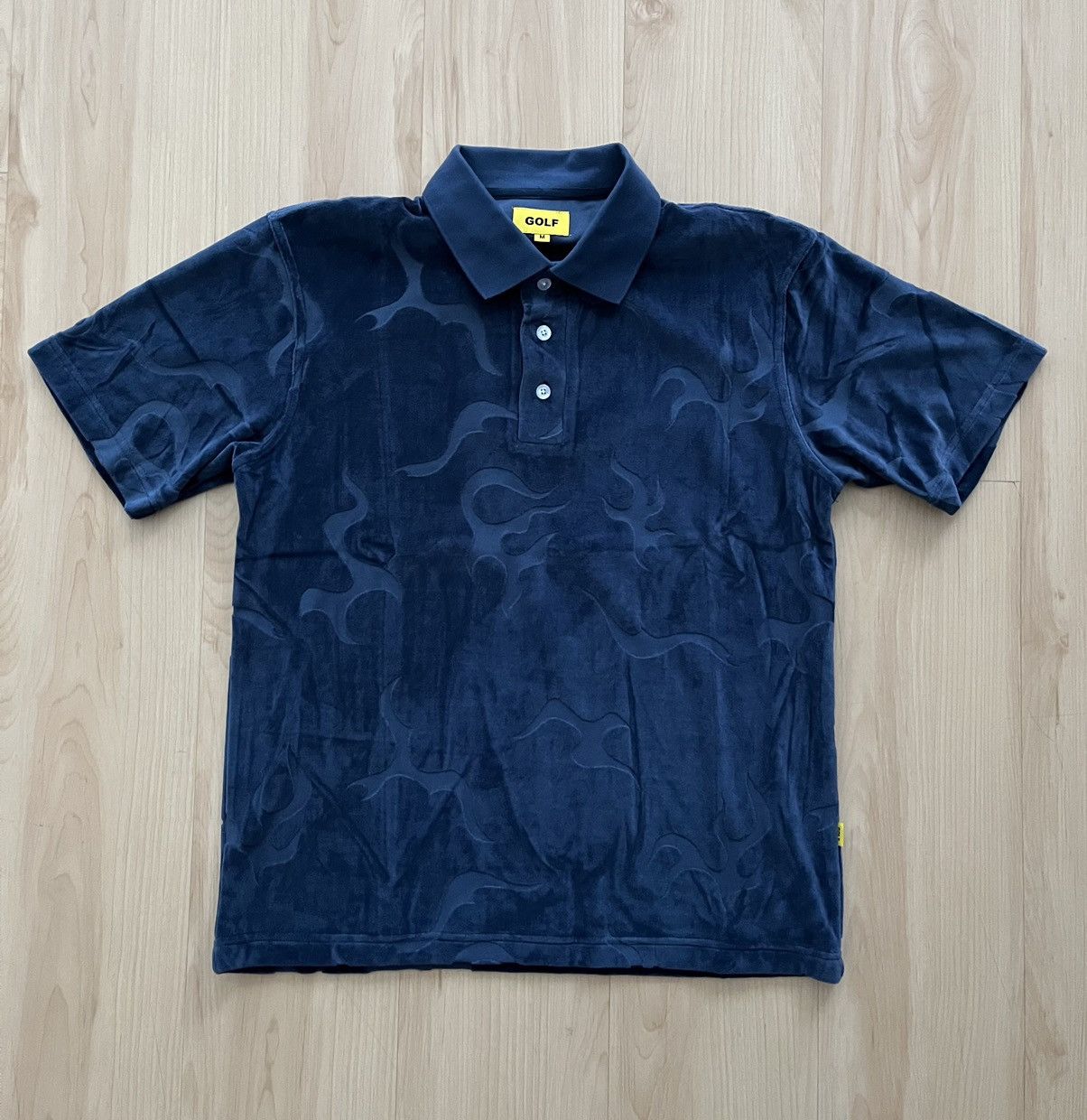 Golf Wang Golfwang Flame Velour Polo Shirt Navy | Grailed